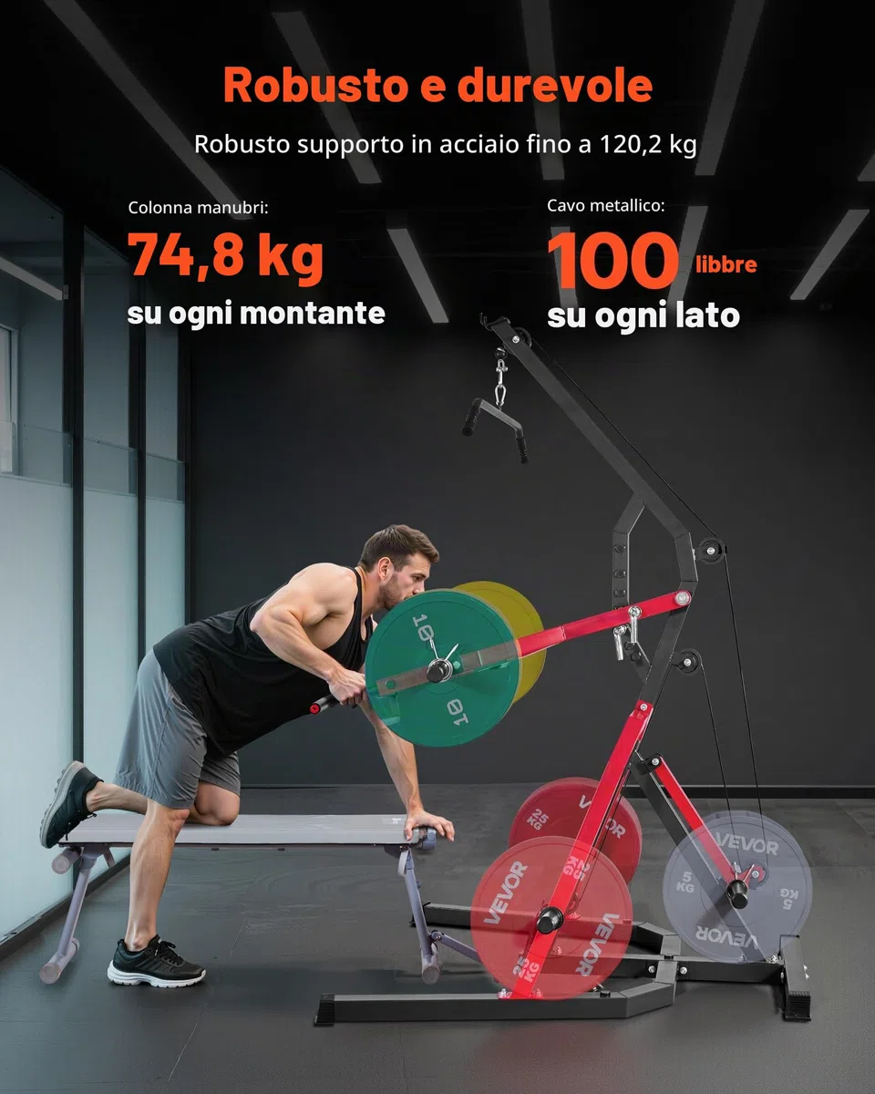 VEVOR Attrezzatura per il Fitness Domestico Corner Leverage Gym con Sistema LAT Low Row con Rapporto 2:1, Attrezzatura per l'Allenamento della Forza, per Allenamento Regolabile per Tutto il Corpo