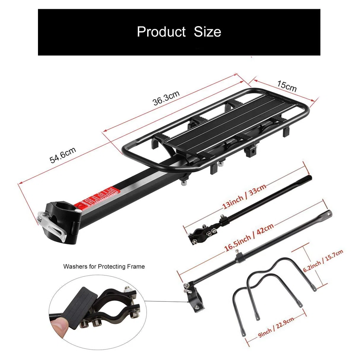 Portapacchi Bici, Alluminio Bici posteriore Rack bicicletta portapacchi ciclismo reggisella Rack Mountain Bike Cargo