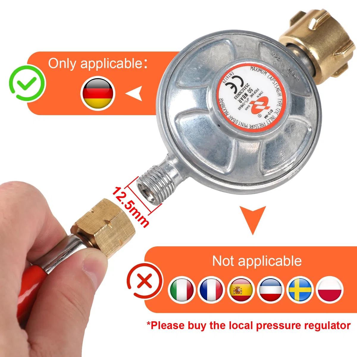 CPROSP Fornello a Gas da Esterno in Ghisa 10kw, 4 Piedi Bruciatore a Gas con Tubo da 1,5 m Riduttore Pressione da 50 bar, Fornello per Pomodori per Escursionismo Picnic campeggio