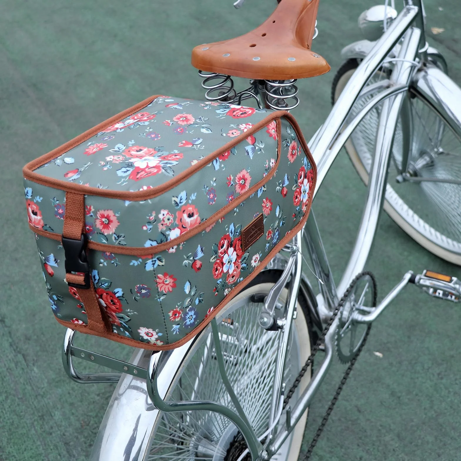 Impermeabile Tela Bicicletta Pannier Bike Portapacchi Posteriore Isolato Tronco Cooler Bag Takeaway Food Delivery Caso Fiore Verde