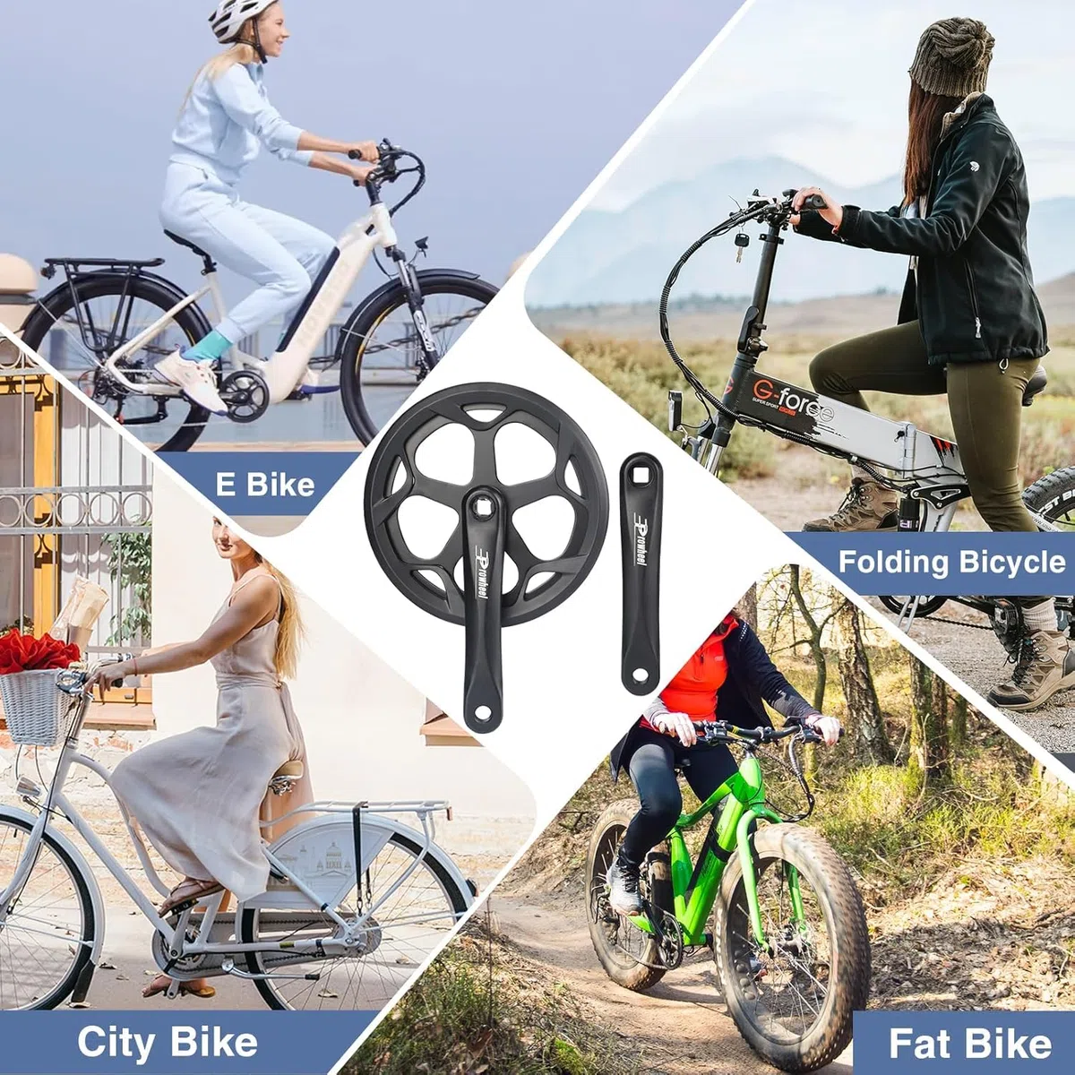 ZUKKA Prowheel - Guarnitura per bicicletta 46T, in lega di alluminio da 170 mm, per bicicletta singola e 6/7/8 velocità, per bicicletta elettrica