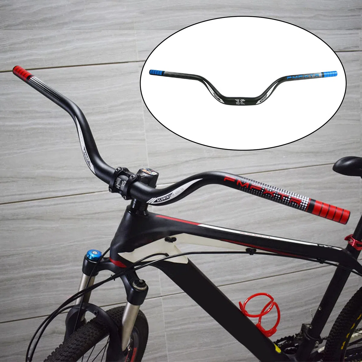 Generic Manubrio Leggero per Mountain Bike MTB Down Hill DH Bicicletta Barra Riser Extra Lunga 31,8 mm 720 mm Manubrio rialzato Alto - 720mm Blu
