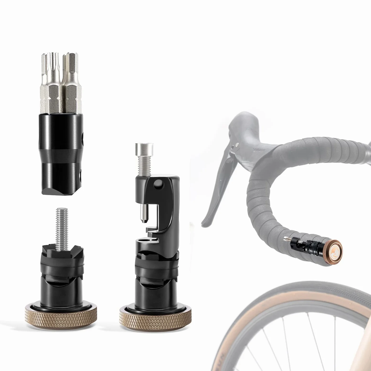 ROCKBROS Road to Sky Attrezzi Multifunzionale Bici, Kit Riparazione 5 in 1 Bicicletta Nascosto, Strumento Tappo Manubrio, Separatore di Catena per Bici da Strada, MTB, BMX