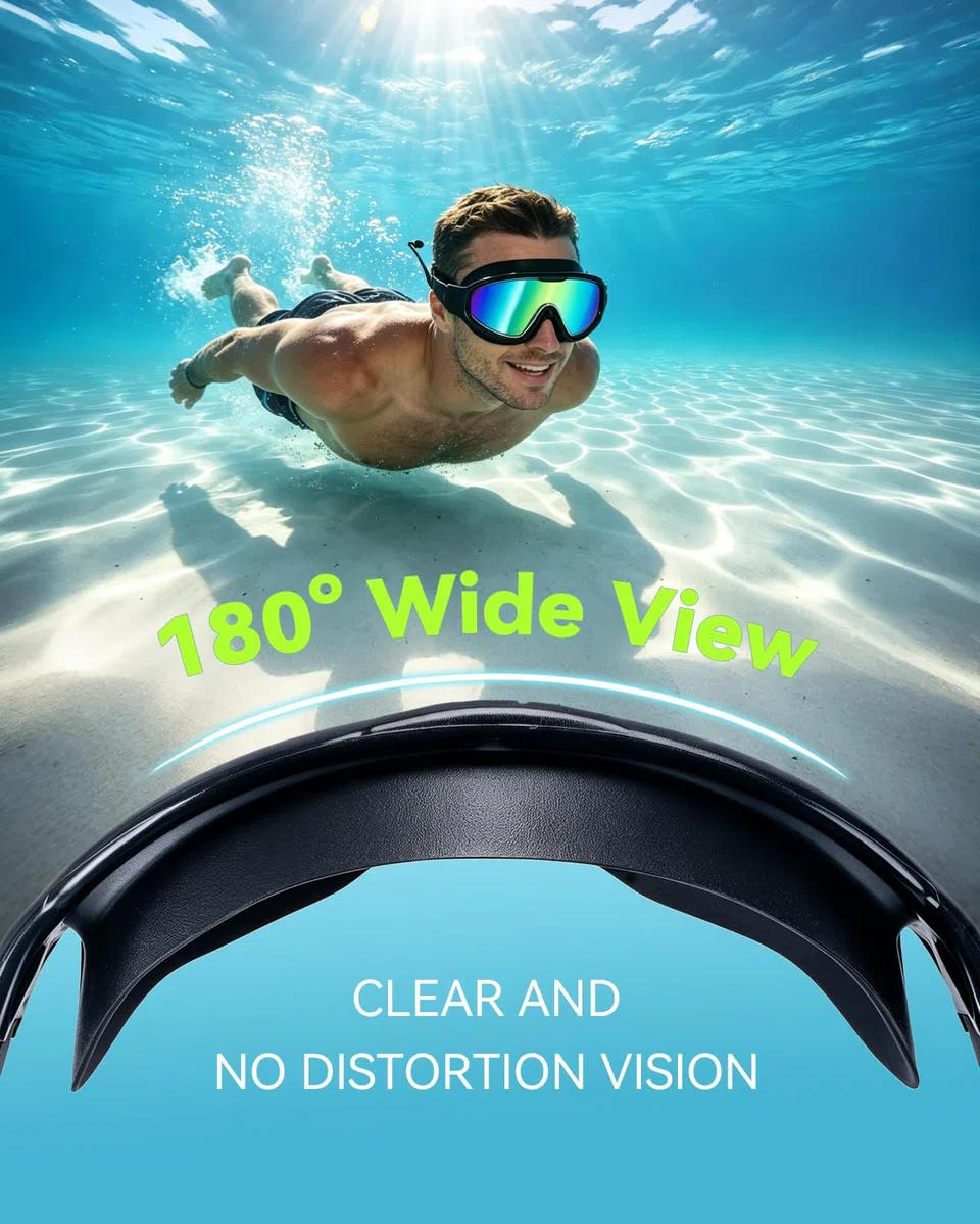Confezione da 2 occhialini da nuoto anti-appannamento per adulti, protezione UV, visione ampia, senza perdite, HD, con tappi per il naso e clip per le orecchie, per donne, uomini, ragazzi, ragazzi e