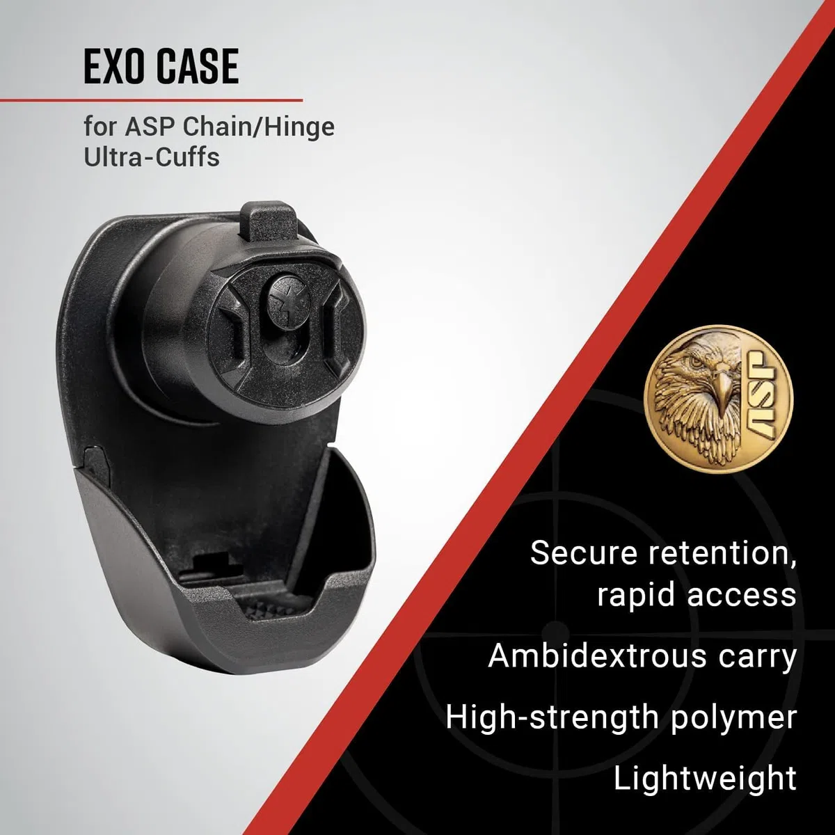 ASP Exo Custodia per manette a catena o incernierate, custodia per manette per cintura di servizio, gilet della polizia o marsupio per cintura, accessori per cinture di servizio, attrezzatura per
