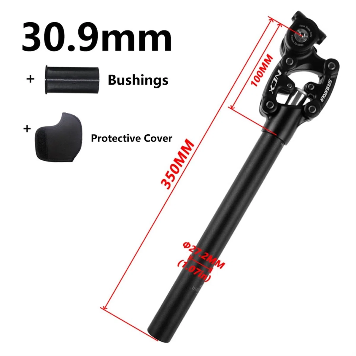 Reggisella ammortizzato per Bicicletta 27.2/28.6/30.0/30.4/30.9/31.6/33.9x350mm - SP 12 NCX Ammortizzatore per Sella Ammortizzata da Mountain Bike, reggisella ammortizzato per ebik
