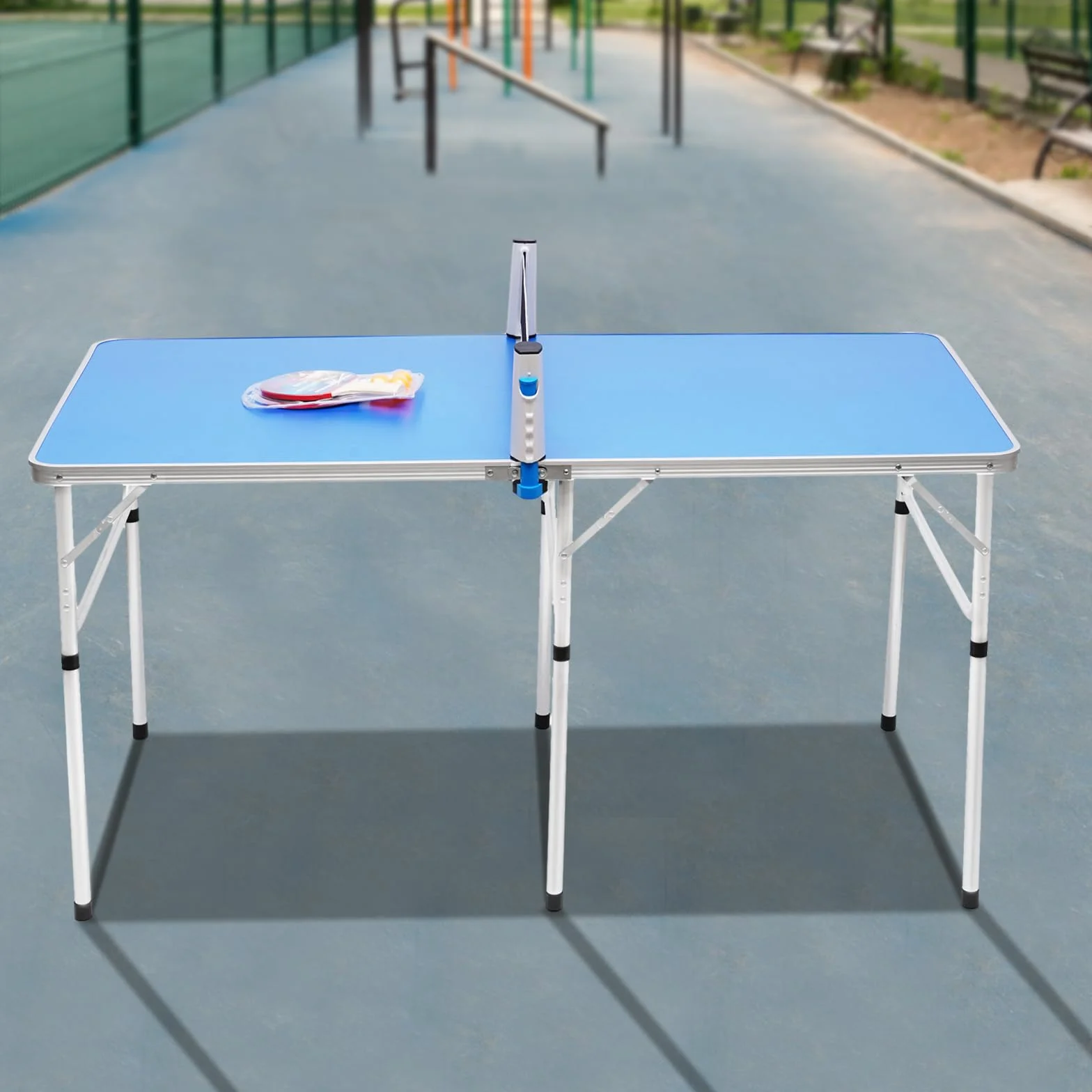 Set da mini tavolo da ping pong pieghevole per interni con rete, 2 racchette e 3 palline – Durevole e stabile – Gioco per interni ed esterni per casa e viaggi (152 x 76 x 76 cm)