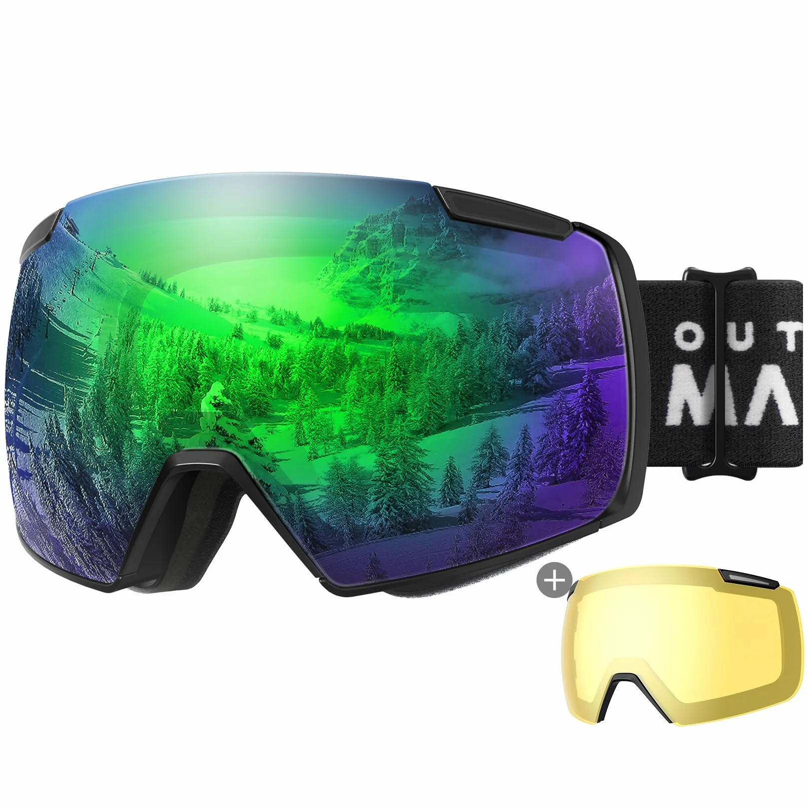 OutdoorMaster Occhiali da sci Heron Lente di ricambio, magnetico facile scambio di lenti, antiappannamento, OVP Lente ampio campo visivo