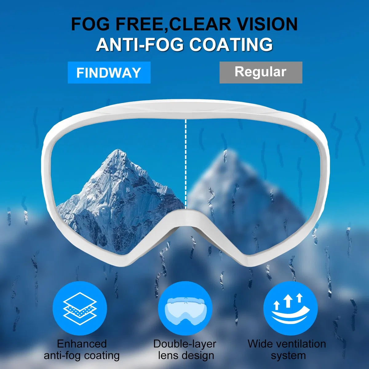 snowboard occhiali da sci per uomini donne giovani anti nebbia sopra occhiali da neve invernali con custodia portatile per occhiali