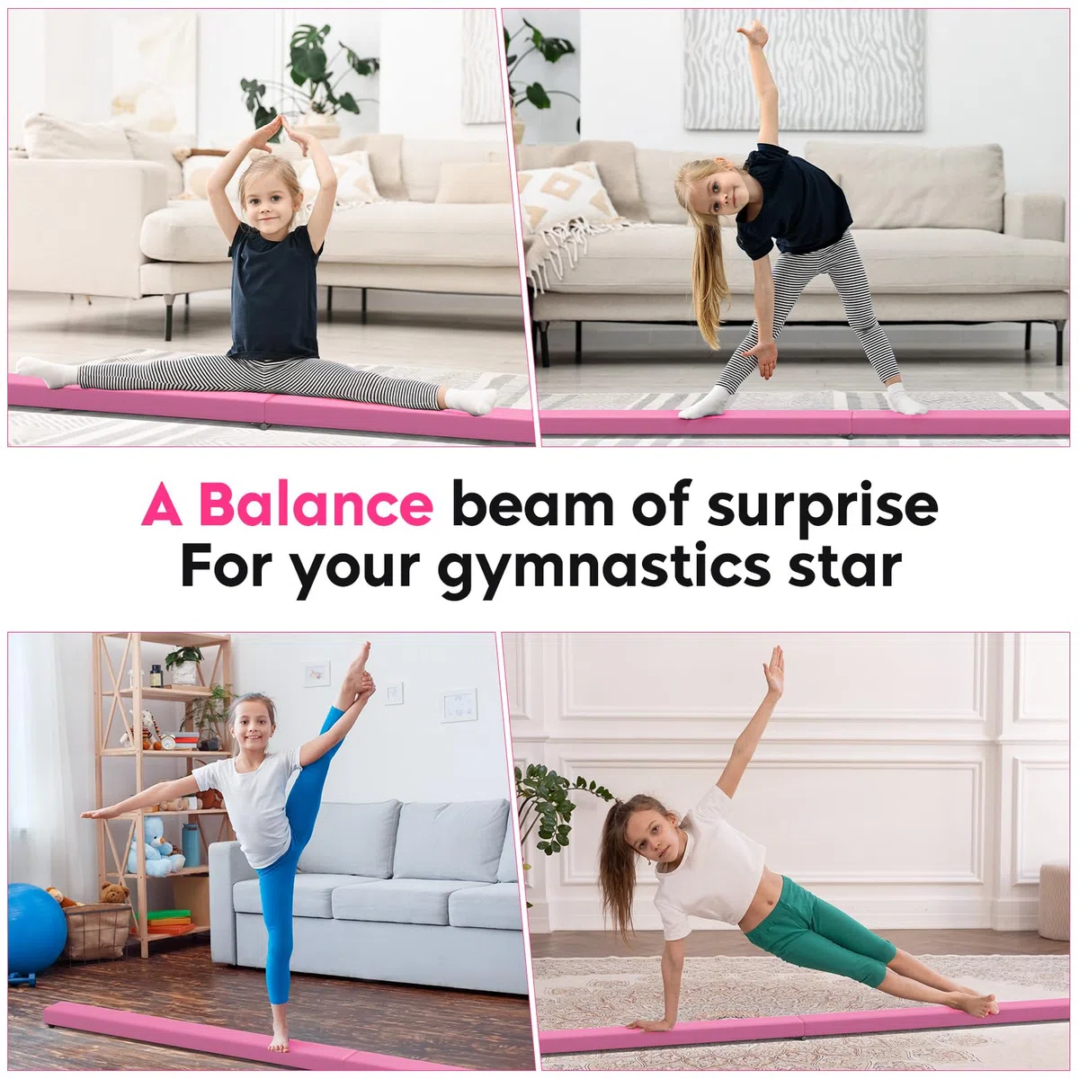 Trave di equilibrio per ginnastica in pelle, viola, 2,1 m, in finta pelle scamosciata, pieghevole, attrezzatura da ginnastica per casa, palestra, allenamento, esercizi, sport, regalo di