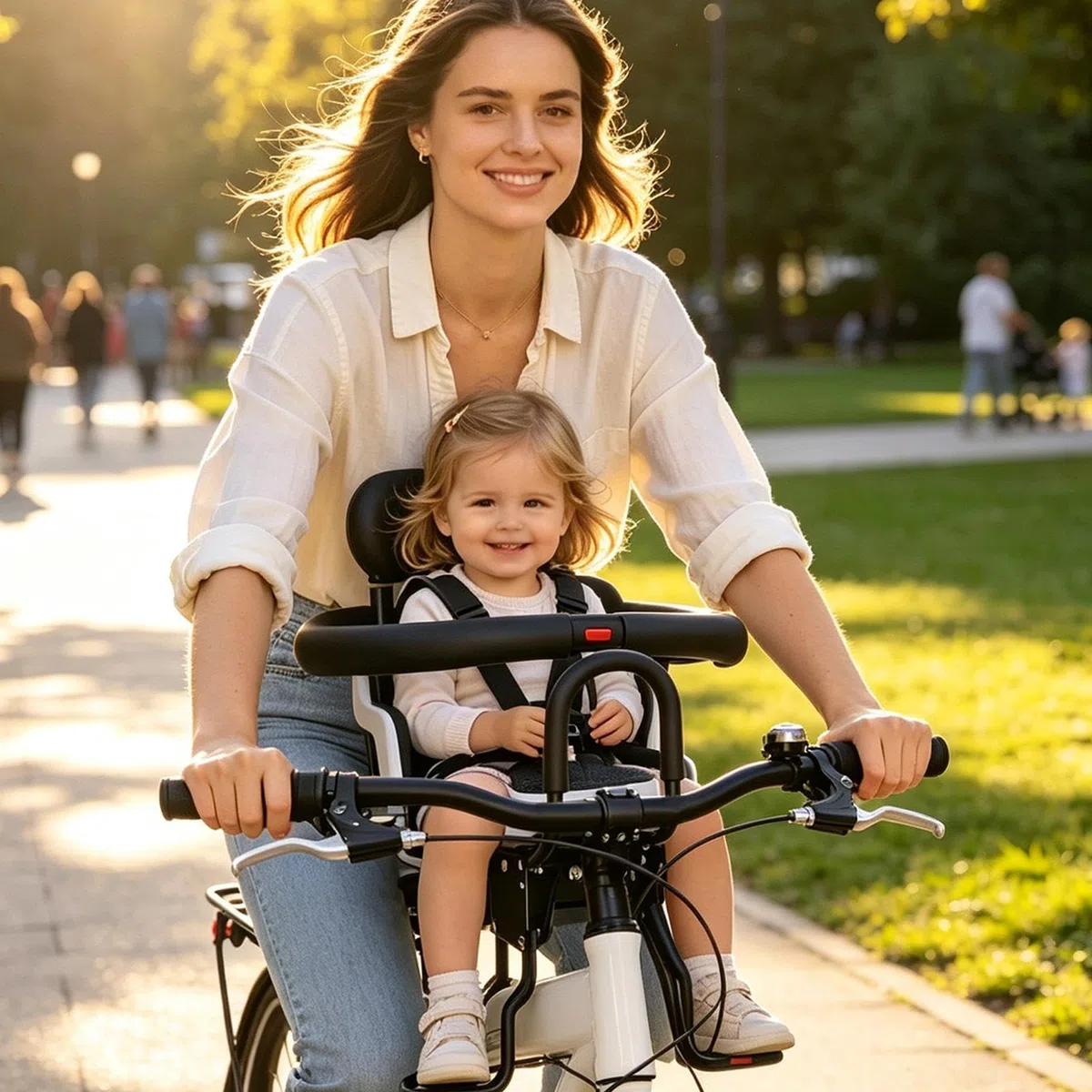 Seggiolino da Bicicletta Anteriore/Posteriore per Bambini | Sicuro E Confortevole Per Bambini Seggiolino Con Poggiapiedi A Tre Livelli, Per Bambini Da 1 A 5 Anni