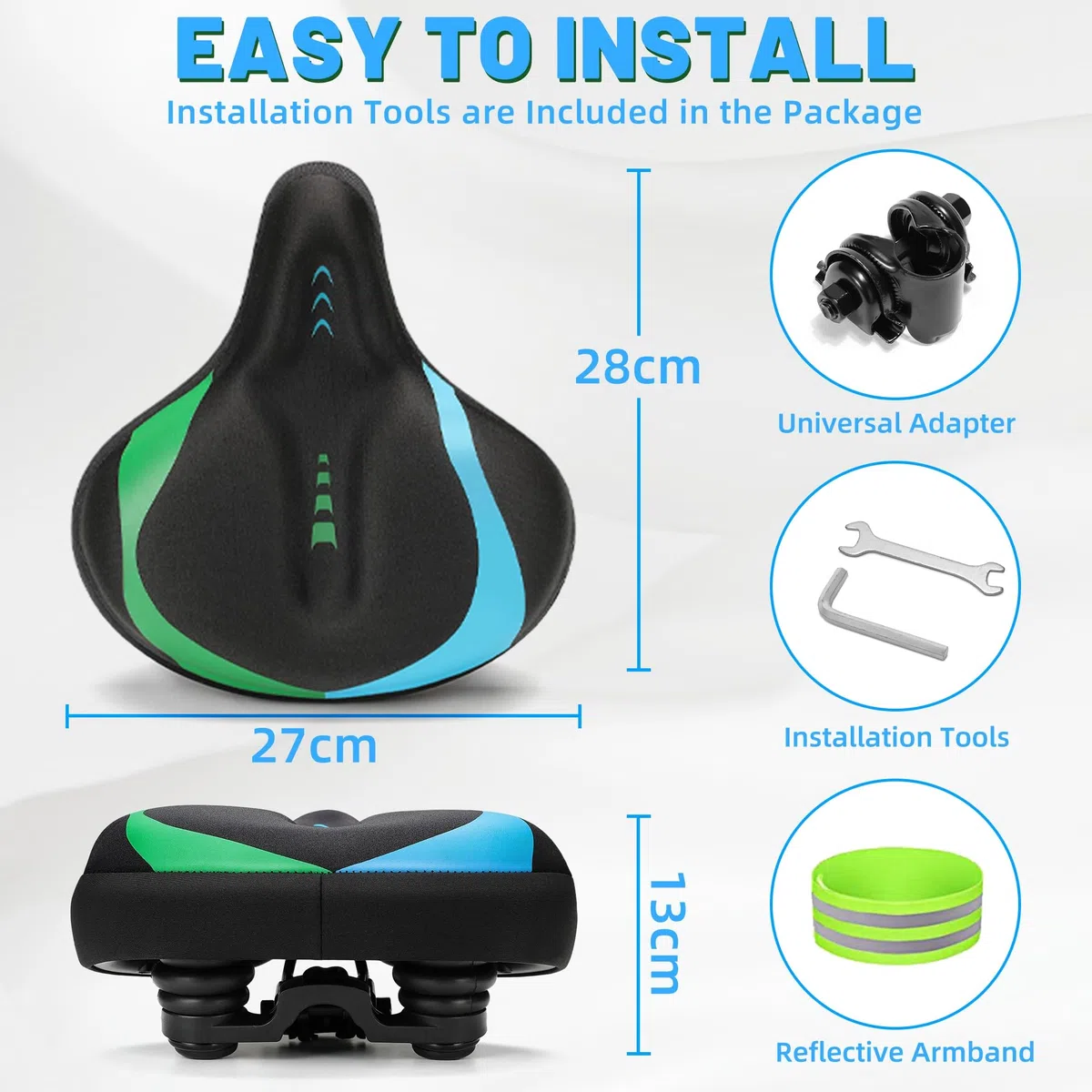 CDYWD Sella Bici Comoda Uomo Donna, Sellino Bici Morbido in gel, Larga, Con Sospensione, Traspirante, Ergonomica Sedile Bici per Biciclette da MTB, City Bike, Ebike, Cyclette