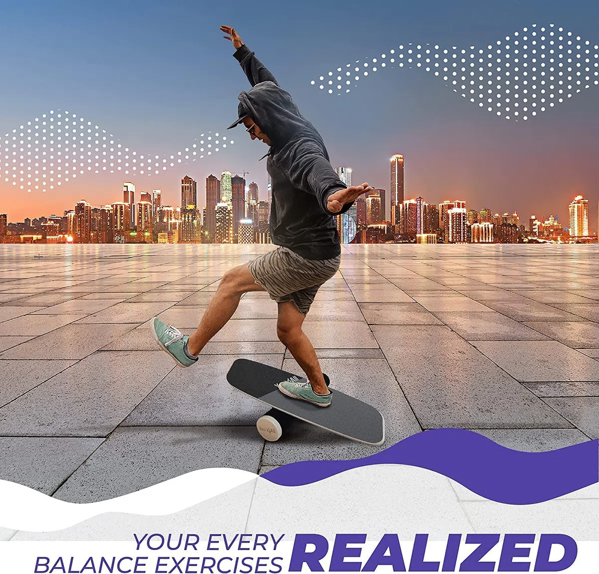 Yes4All Balance Board Trainer, superficie liscia e rullo rivestito in TPE spesso; tavola da allenamento in legno per tutti i livelli di allenamento, stabilità e forza del core