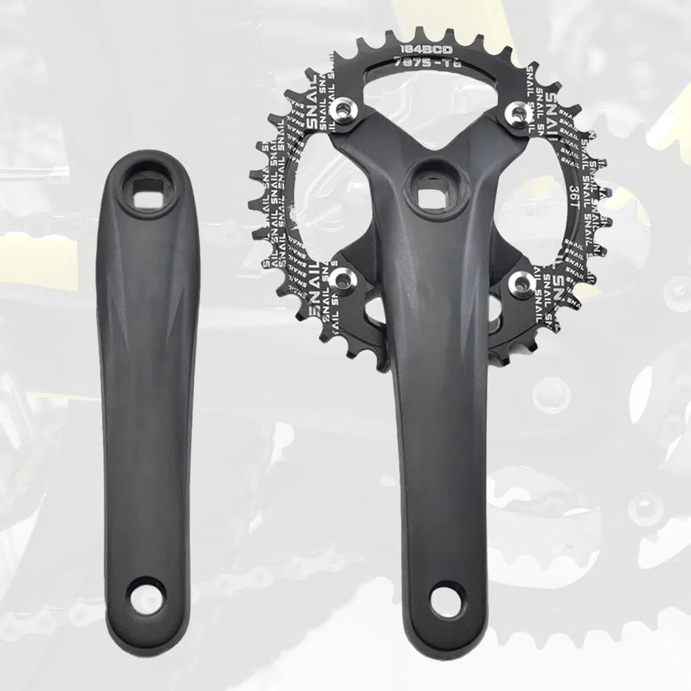 Guarnitura con foro quadrato da 170 mm, BCD 104, per mountain bike, 32/34/36/38/40/42T, corona rotonda a velocità singola con denti stretti e larghi, set di pedivelle per bici da 8-12 pollici in lega
