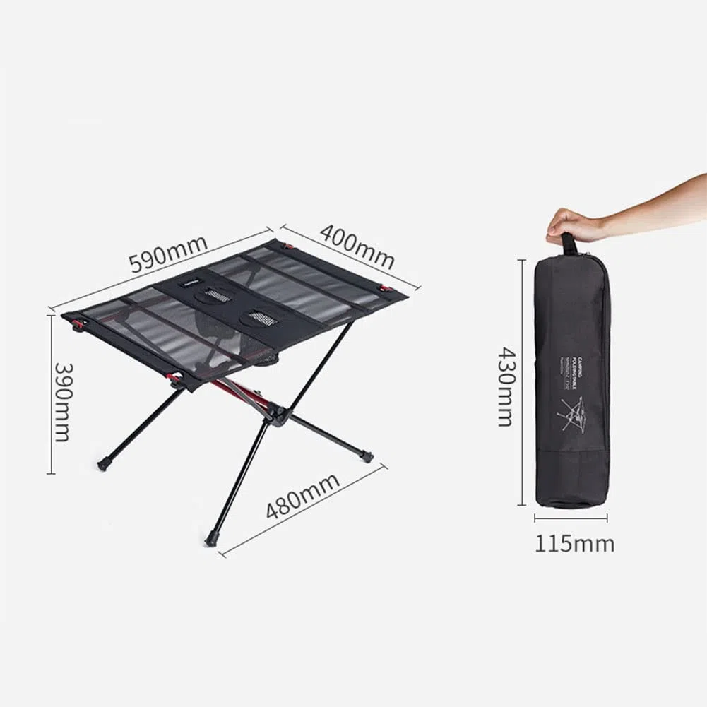 Tentock Tavolo da Picnic Ultraleggero per Esterni, Tavolo Pieghevole da Campeggio in Lega di Alluminio con 2 Portabottiglie per Barbecue Viaggio