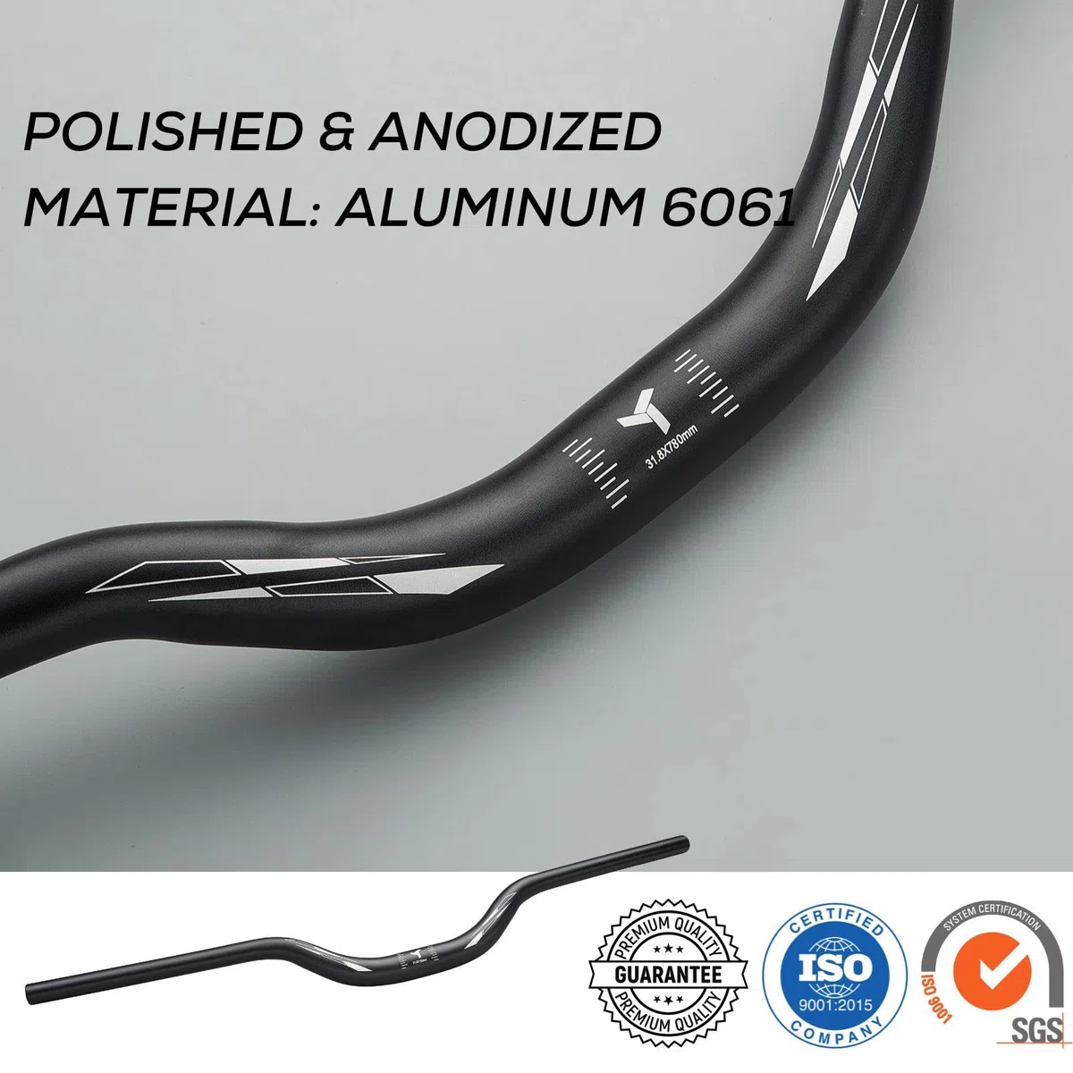 Corki Cycles Manubrio MTB Professionale 31.8mm, Manubrio Bicicletta Alluminio Lega Leggero 780mm 720mm Riser Bar per Mountain Bike Strada -Topo Mid Rise- Nero/Rainbow
