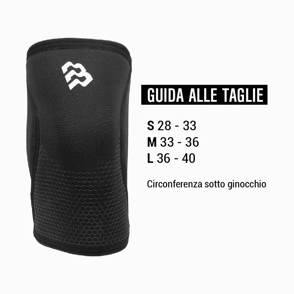 BLOR Ginocchiere 2.0 Black 5 | 7mm Ideali Per Powerlifting In Neopreme | Unisex A Compressione | Sollevamento Pesi | Ottime Per Bodybuilding E Crosstraining (5MM, M)