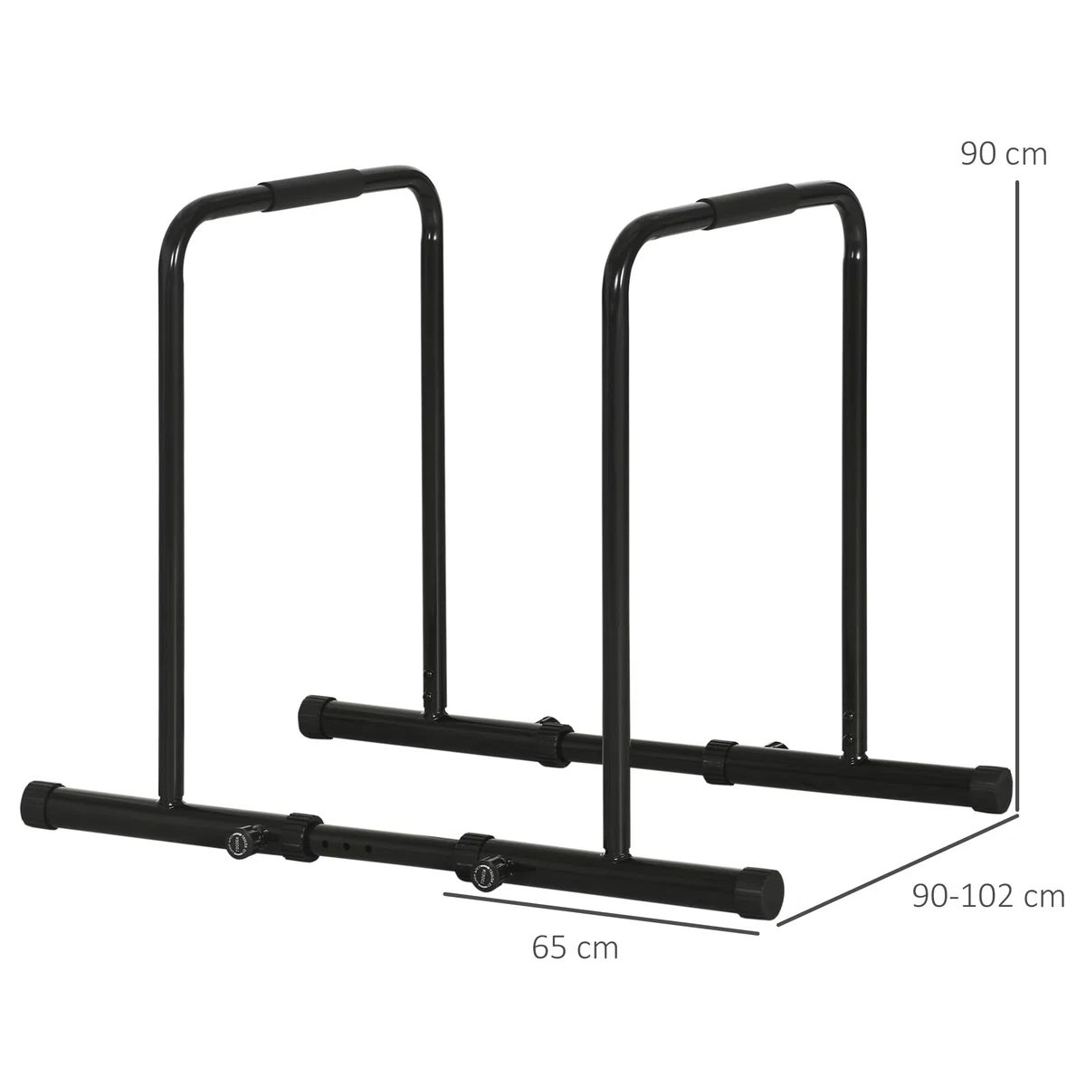 SPORTNOW Barra per Dip in Acciaio ad Altezza Regolabile con 6 Lunghezze Regolabili, 90-102x65x80-90 cm, Nera