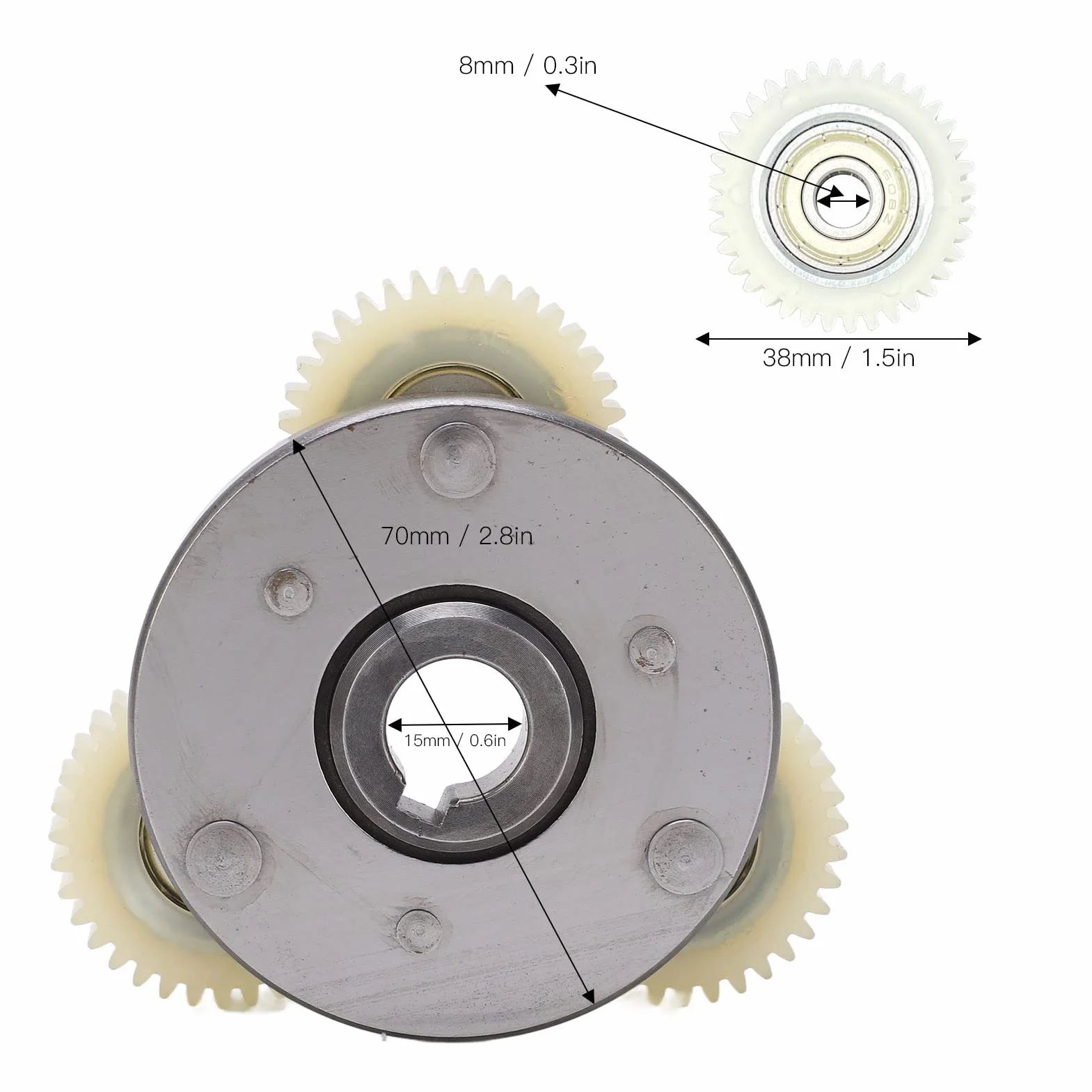 Keenso Bicicletta Elettrica 36T Ingranaggi in Nylon e Kit Frizione 70mm per 250W 350W Mid Drive Motor