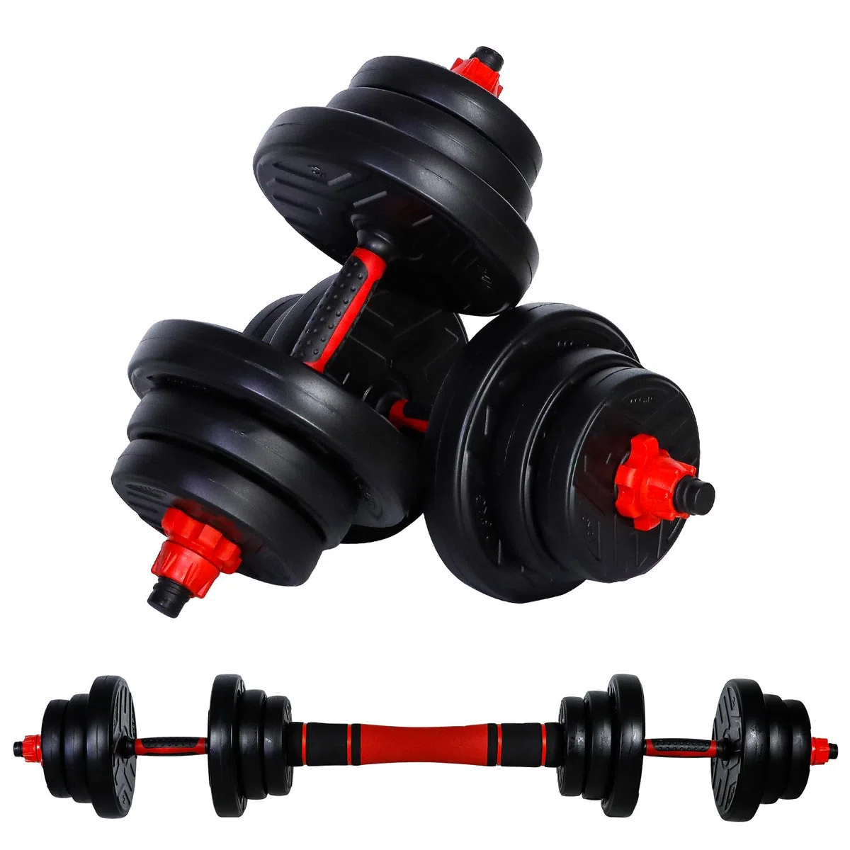 CCLIFE manubri regolabili palestra 2 Set, set di pesi professionale 20/25/30/40kg con manubri corti e barra lunga collegata con tubo in acciaio
