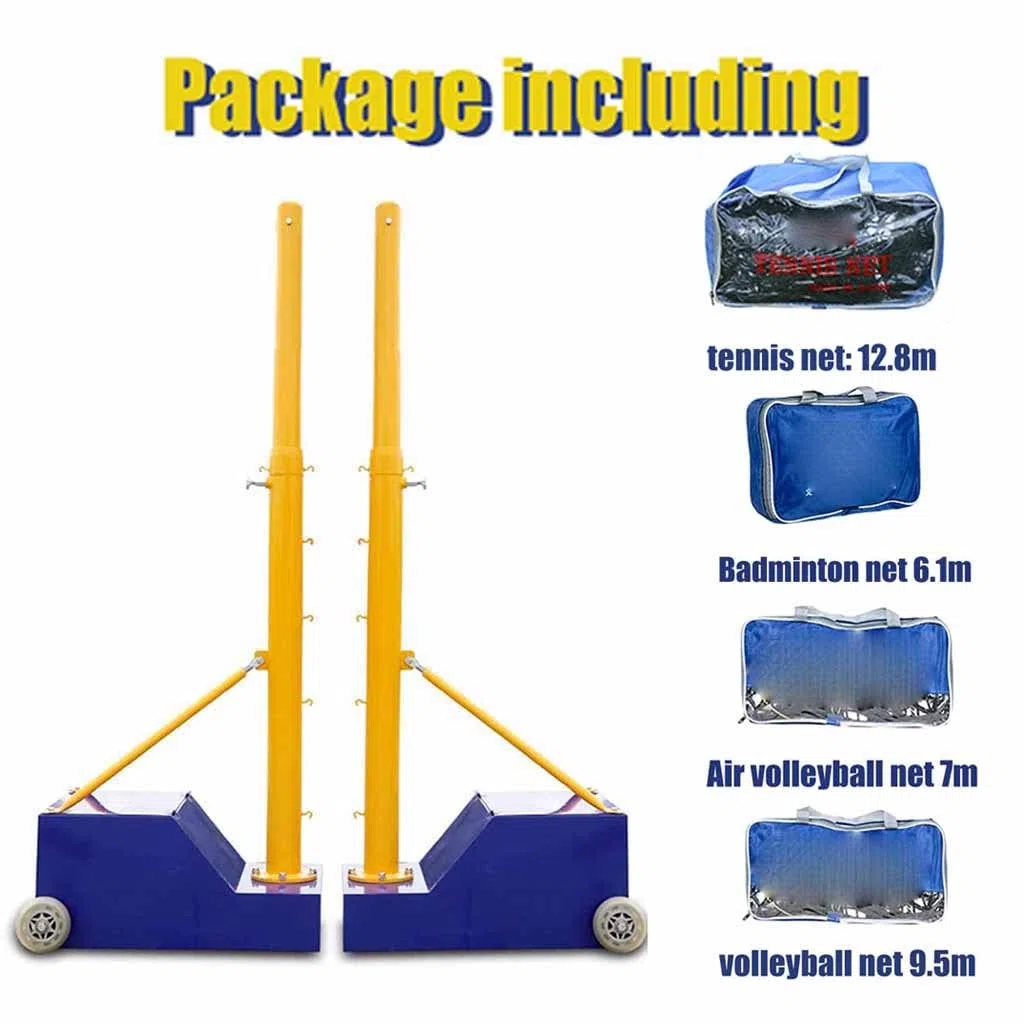 Rete sportiva regolabile per pallavolo, badminton e tennis, con ruote, design portatile e resistente per uso esterno