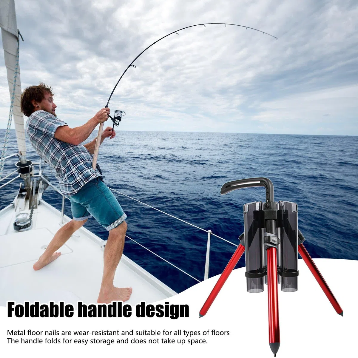 Porta canna da in piedi,per supporto per canna da per treppiede per da | addensata pieghevole portatile, organizer per canne per yacht marittimi, barche, 3 canne da
