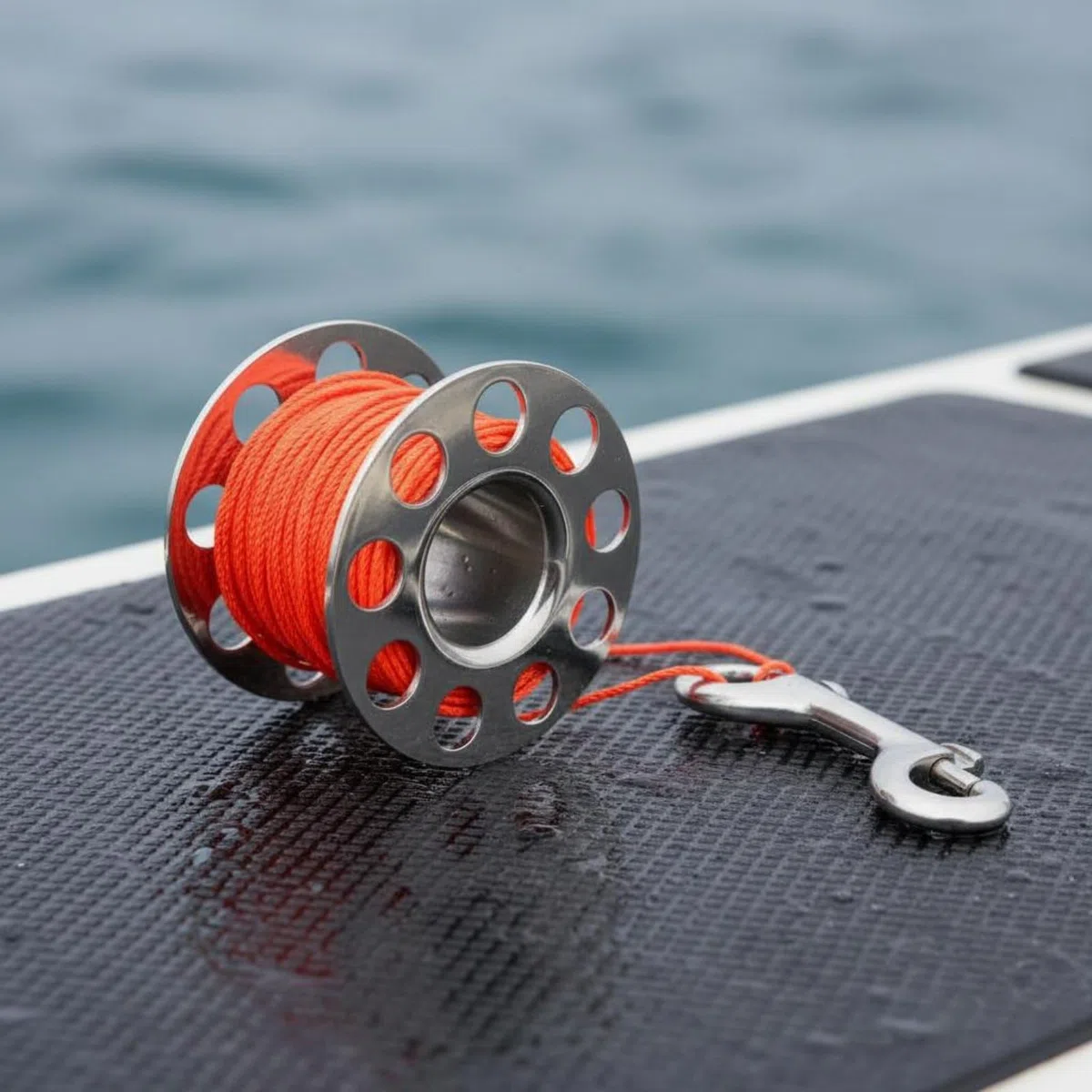 Mulinello Subacqueo Mulinello Boa Subacquea Bobina Sub Scuba Reel con Doppio Moschettone per Aggancio Semplice E Controllo Del Filo in Nylon Struttura