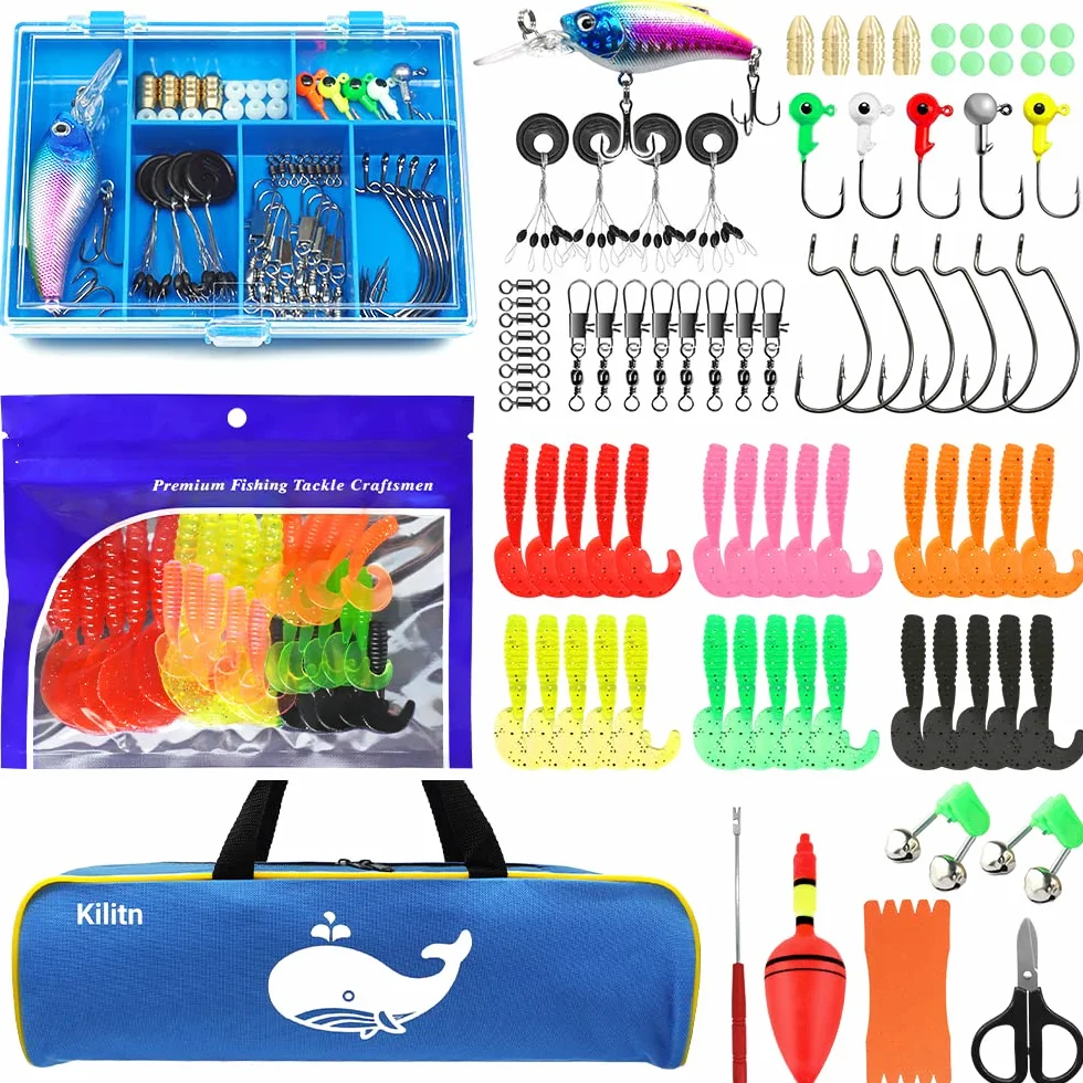 Kilitn Kit de Canna da Pesca per Bambini - 86 Pezzi, Canna da Pesca Telescopica e Mulinello Spincast Set e Accessori da Pesca Borsone da Viaggio per Ragazzi, Ragazze, Giovani, Principianti