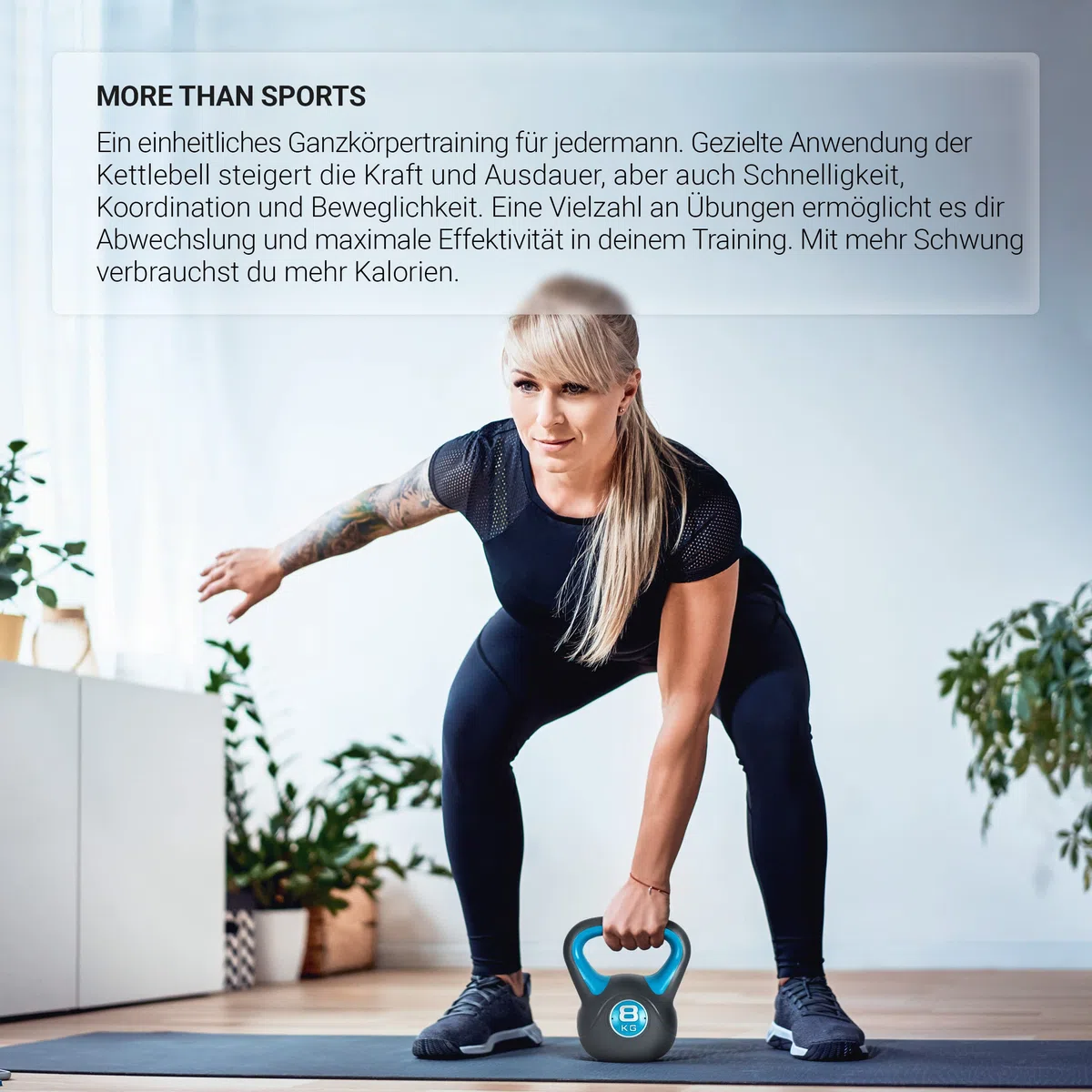 MSPORTS - Kettlebell da 2 – 20 kg, con poster degli esercizi da eseguire, 18 kg – nero