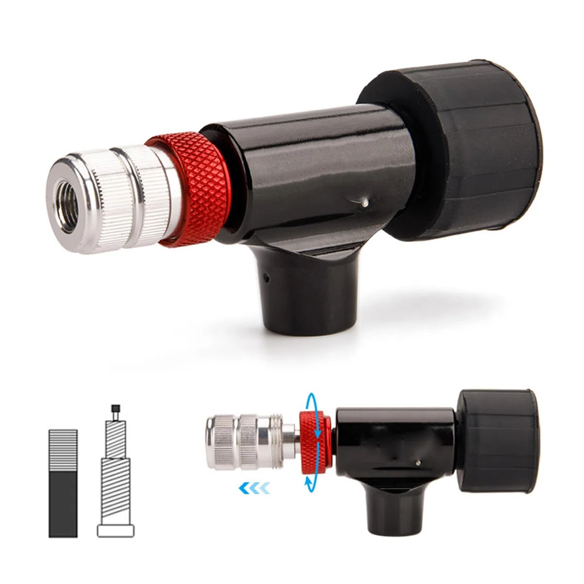 Zunate Gonfiatore per Pneumatici per Bici a CO2, Pompa per Pneumatici per Bicicletta Portatile con Manometro e Cartuccia, Kit di Gonfiaggio Veloce a CO2 per Valvole, Pompa Ad Aria per Bicicletta per