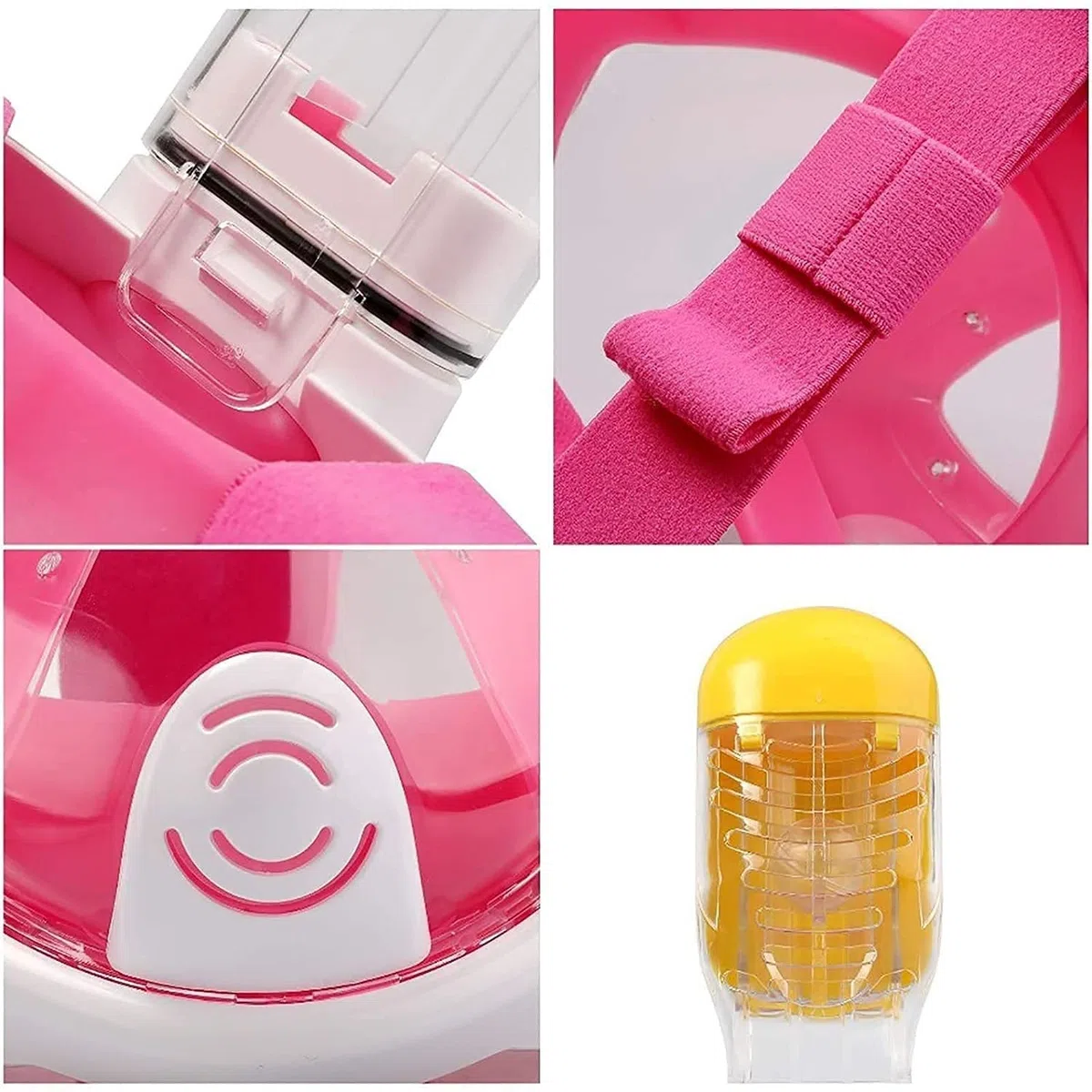 Maschere subacquee Maschera Subacquea antiappannamento Maschera Subacquea Integrale Set da Snorkeling con Anello Antiscivolo Boccaglio per Adulti e Bambini，