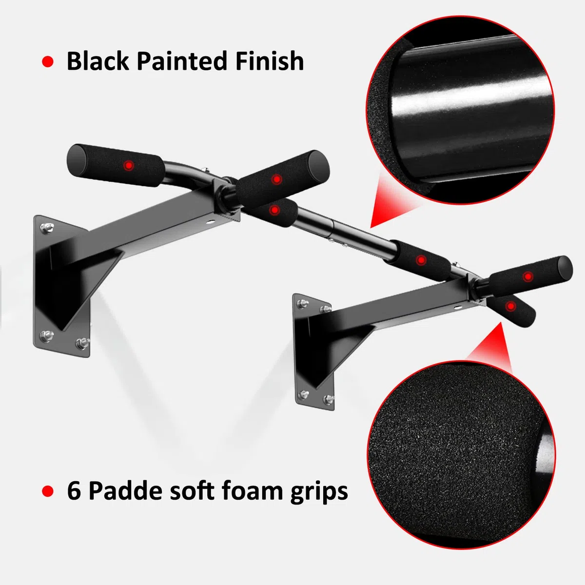 Barra per Trazioni Montata a Parete per Casa, Sbarra Trazioni a Muro Multifunzione per Sollevarsi, Fitness, Pull up Bar, Chin Up Multi-Grip Bar, Attrezzature per Fitness a Casa Sicure e Stabili