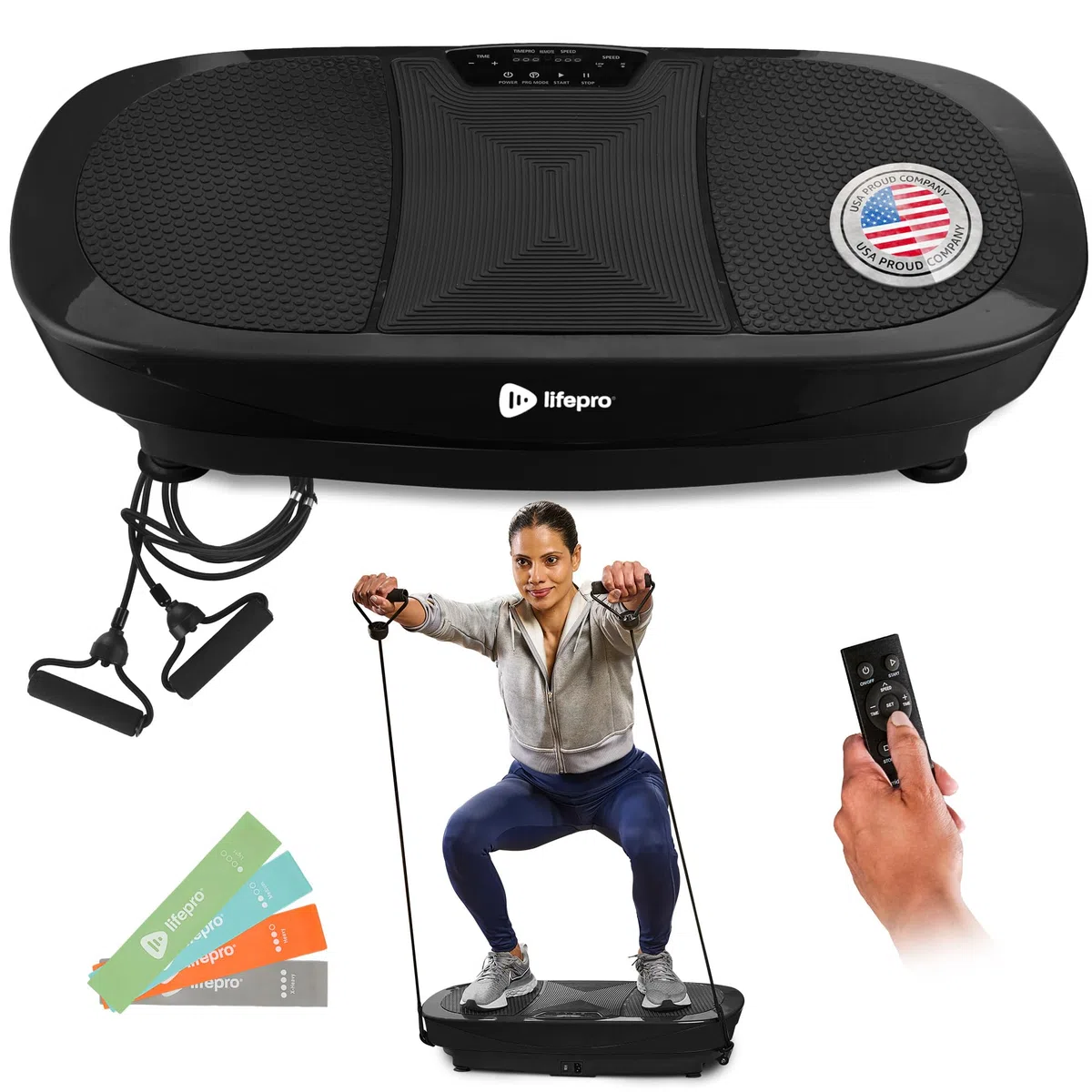 LifePro Rumblex Max 4D Vibration Plate Exercise Machine | Piastra vibrante per esercizi con bande di resistenza per fitness, recupero e allenamento a casa