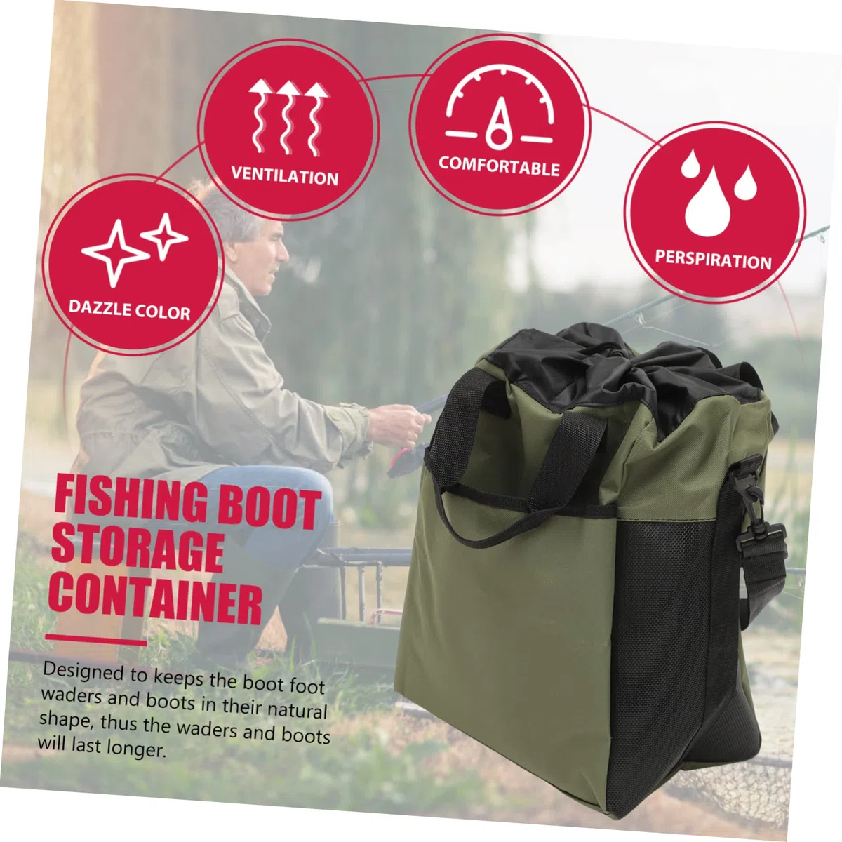 Toyvian Borsa per Stivali da Pesca Oxford, Organizer per Scarpe Alte, Custodia Traspirante per Accessori da Pesca e Stivali da Pioggia