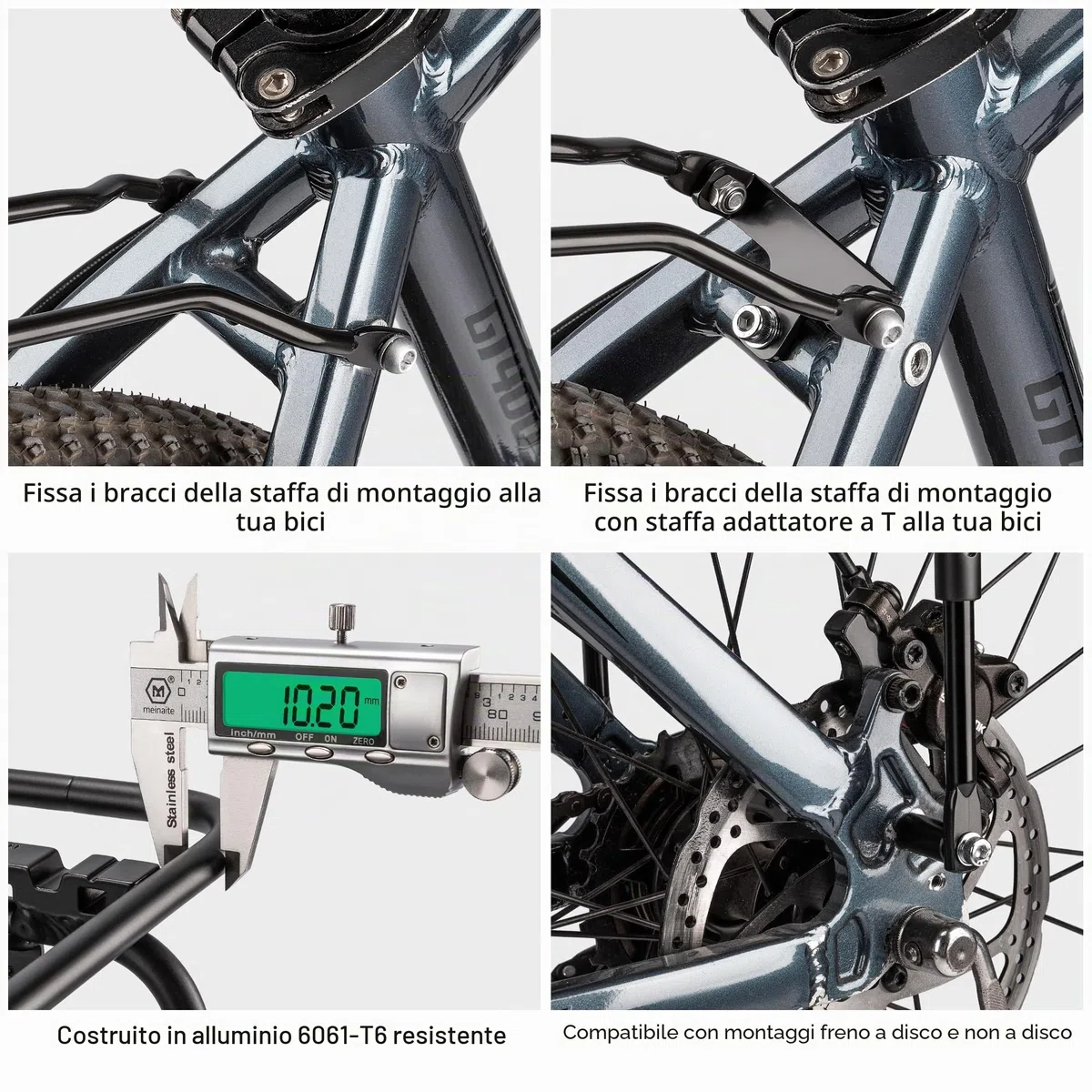 Portapacchi posteriore per bicicletta – Compatibile con sistema MIK, portapacchi per bicicletta per freni a disco/senza freni a disco – Regolabile in altezza per telai da 26"-29"