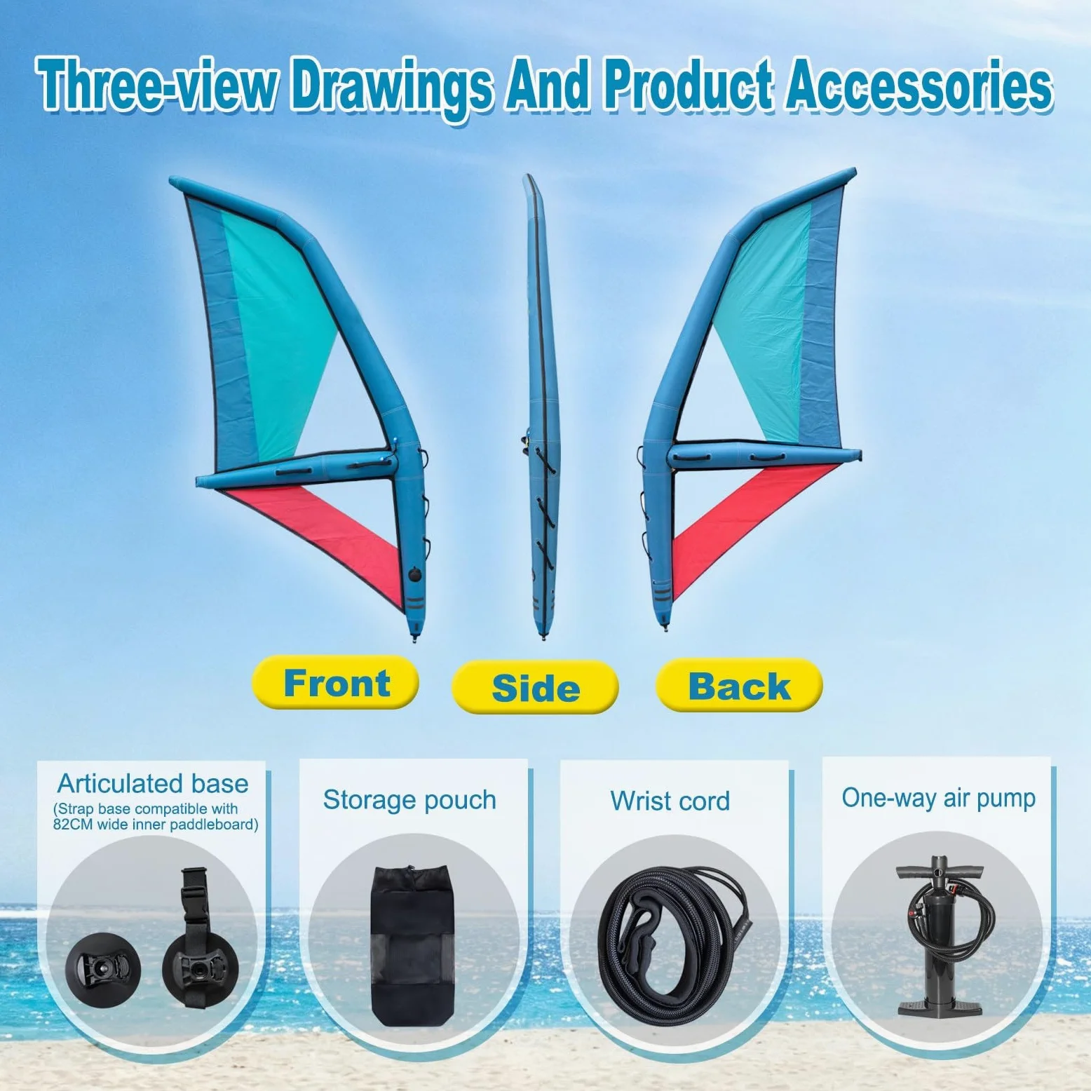 Vela SUP Gonfiabile Portatile con Pompa per Paddle Board | Vela Gonfiabile Con Tessuto Rinforzato, Finestra PVC, Borsa Trasporto E Accessori Per Lago, Mare E Sport Acquatici