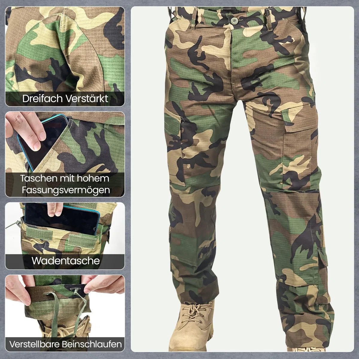 Tactical Military Camo BDU Uniform Set per uomini camicia da combattimento e pantaloni Ripstop Abbigliamento per attività all'aperto, caccia, softair, paintball