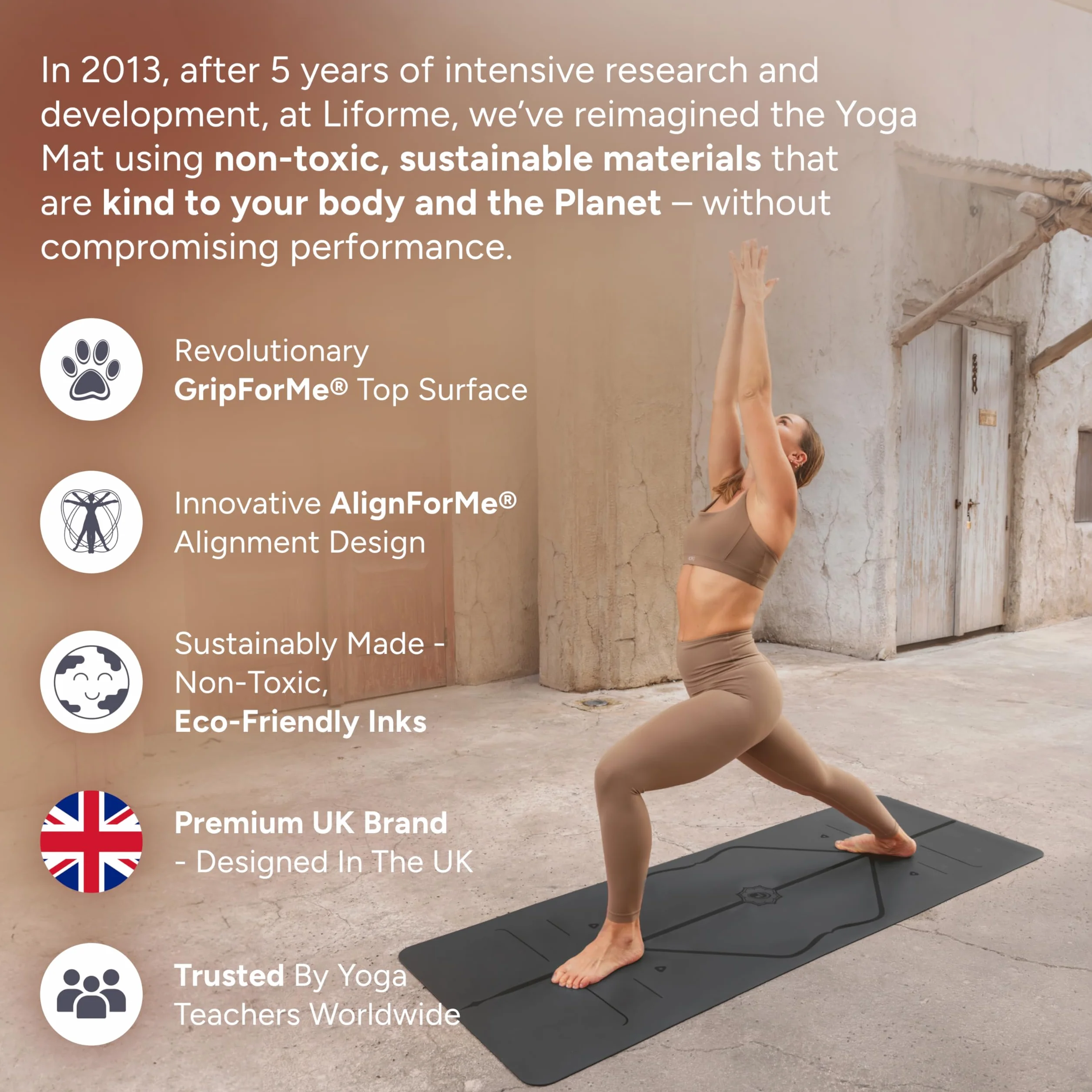 Liforme Special Yoga Mat - Best Eco-Sustainable, Non-Slip Yoga Mat with Exclusive Alignment Indicator System - Biodegradable
