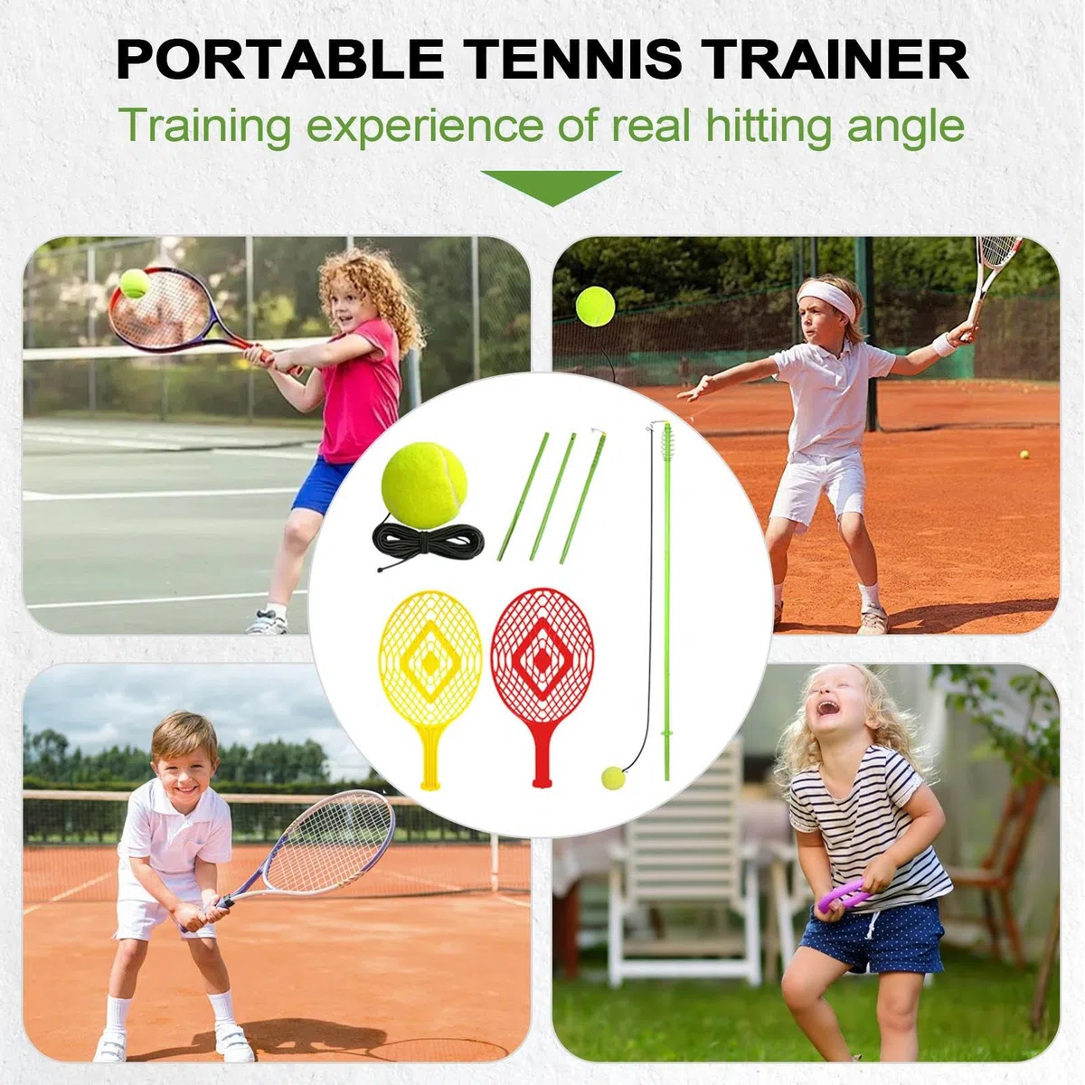 Allenatore Tennis Allenatore Portatile Per Tennis Singolo | Attrezzatura Per Esercizi Di Colpo E Swing Per Atleti