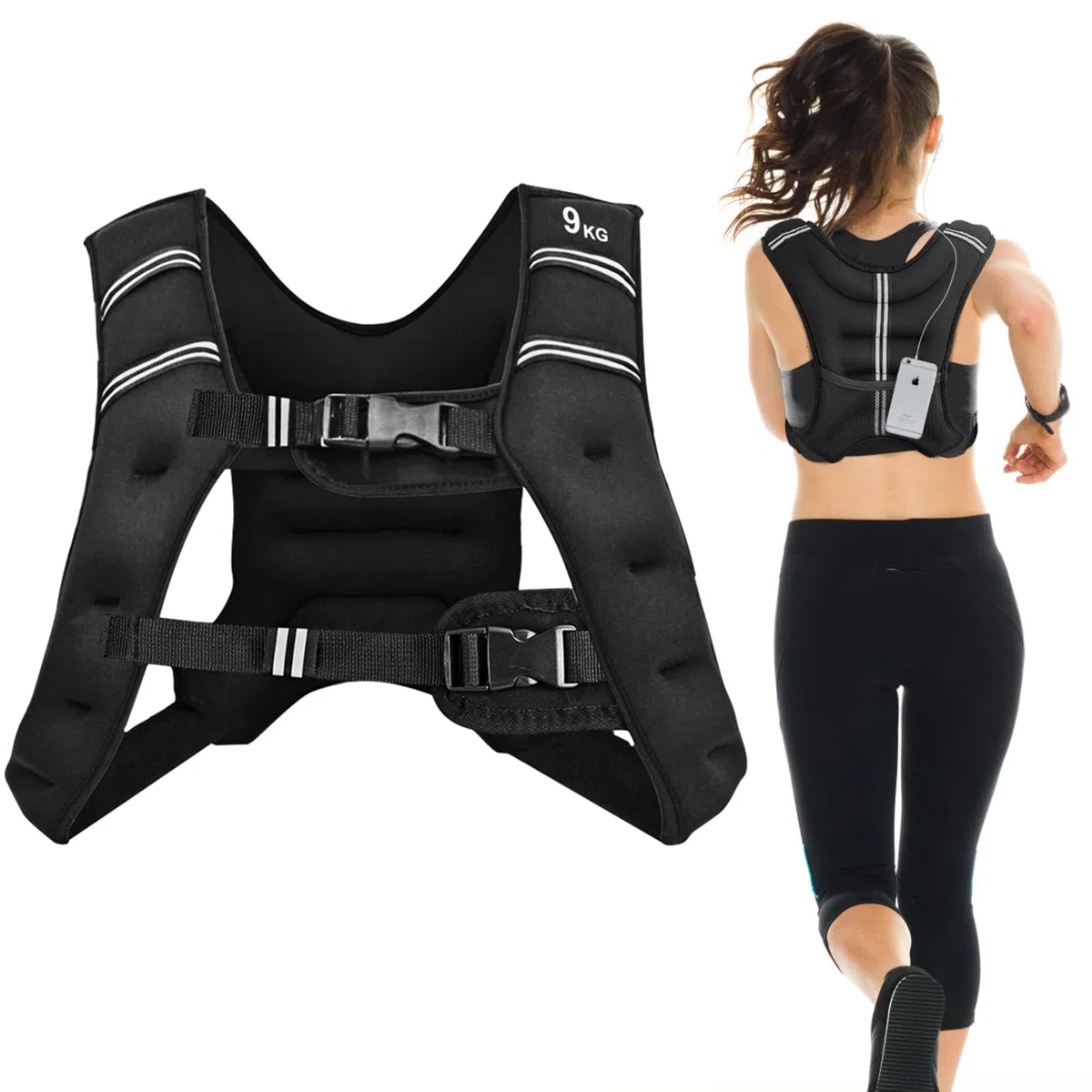 COSTWAY Gilet con Pesi, Gilet Pesi Allenamento Giubbotto Zavorrato, Universale