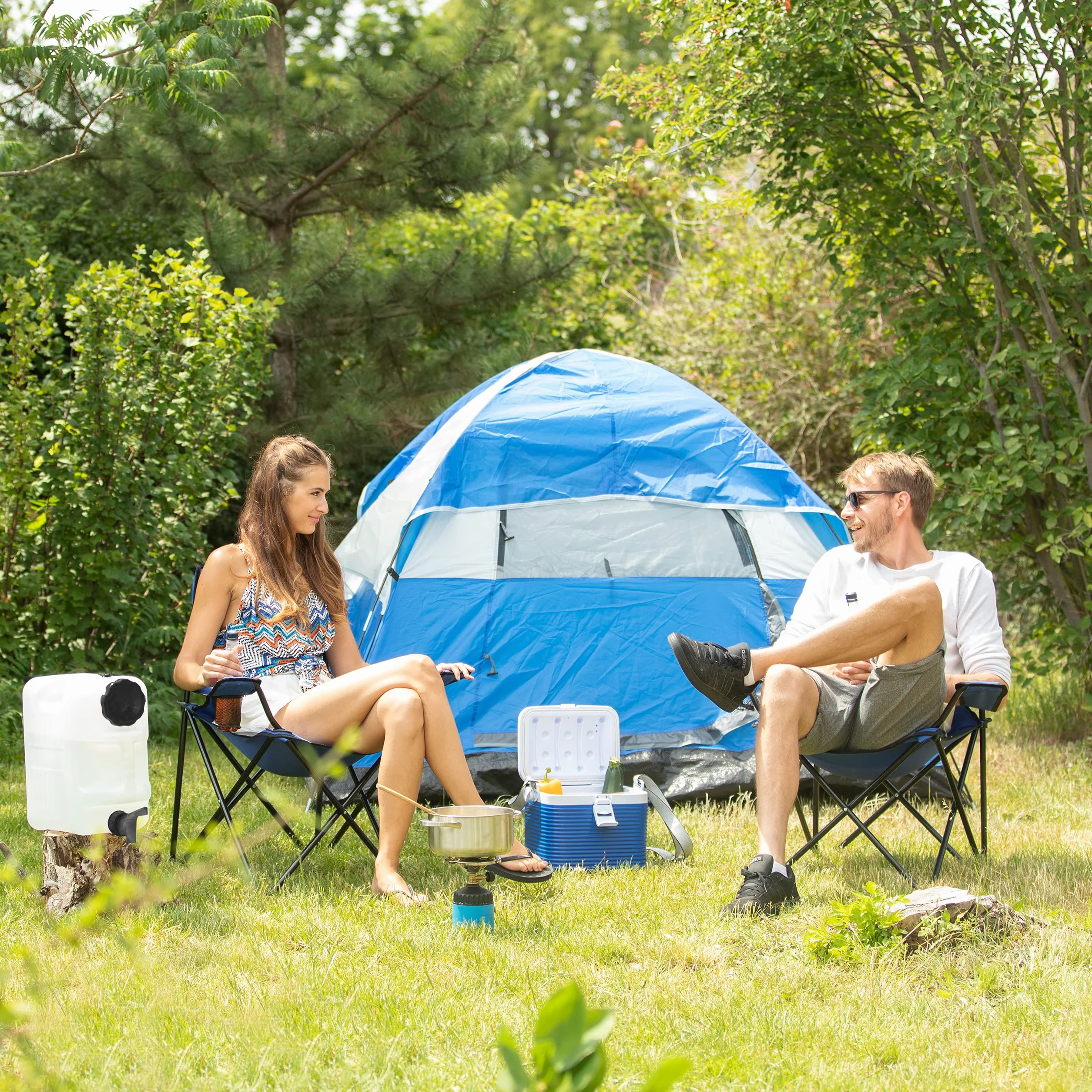 Relaxdays Tanica con Rubinetto, 25 Litri, Plastica Senza BPA, Coperchio, Manico, Bottiglia Viaggio Camping, Bianco Nero
