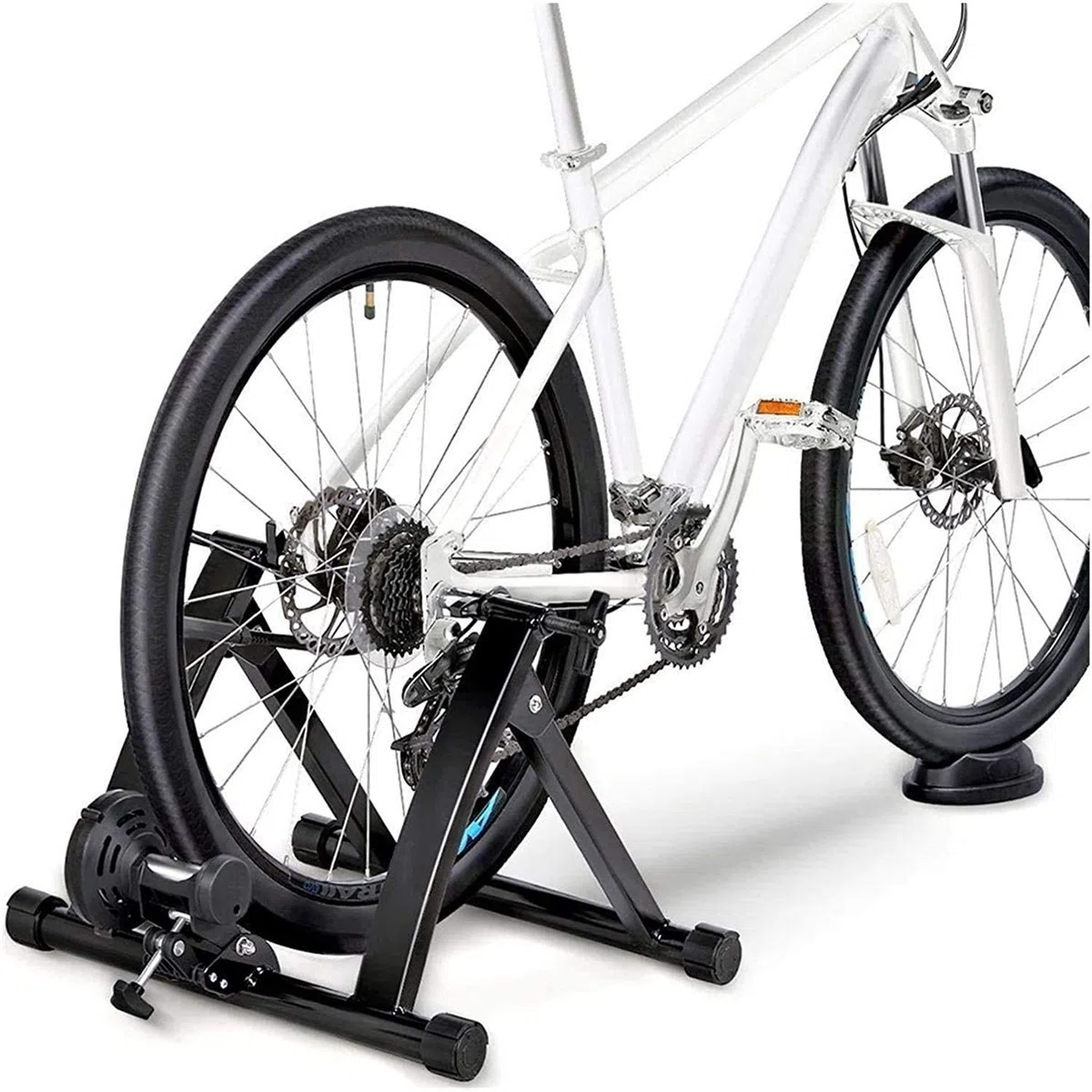 Rullo da allenamento pieghevole per bicicletta per cyclette da 26"-28" per biciclette Mountain bike, rullo da bicicletta con freno magnetico, ciclismo a casa, carico fino a 135 kg, wireless, da 2