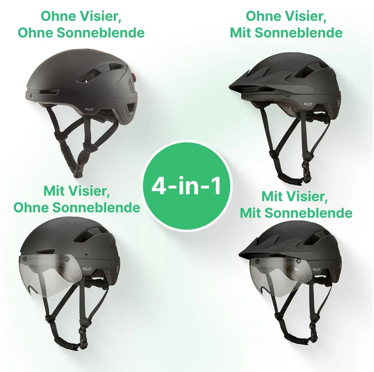 GOOFF Pilot - Casco S-Pedelec | Protezione per pedalate veloci in e-bike, casco da bicicletta con visiera e luce, certificato NTA 8776