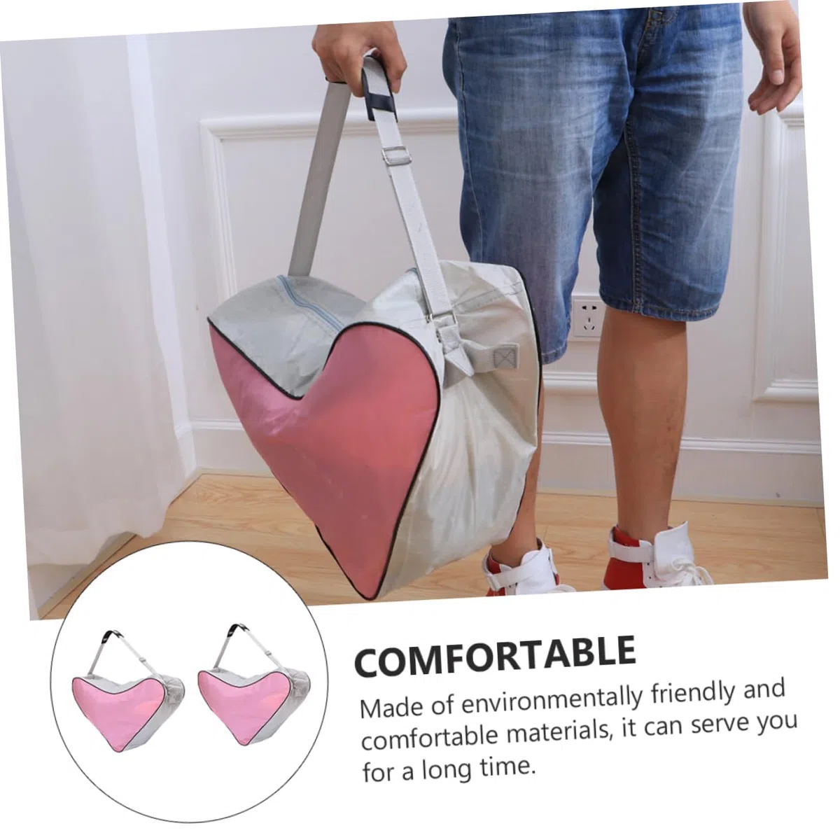 UKCOCO Borsa per Pattini a Rotelle Triangolare 2 Pezzi Rosa | Tessuto Oxford, per Inline Skates Shoes e Ice Skates, Design Portatile Facile da Pulire