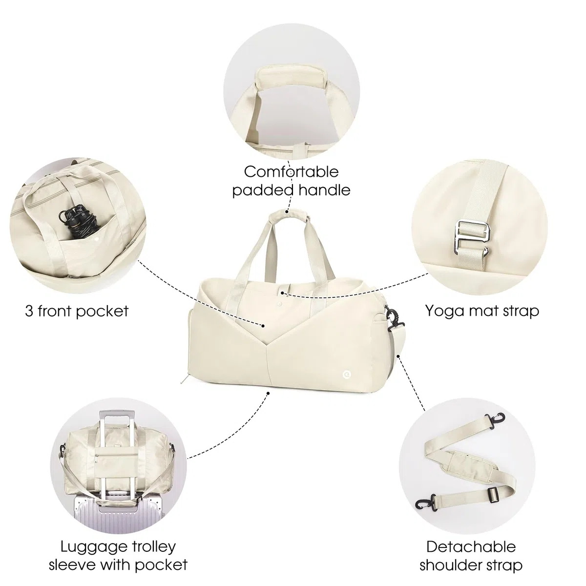 Ceneda Borsone da palestra da 50,8 cm con tasca bagnata scomparto per scarpe portatile da viaggio borsa da viaggio borsa da yoga per le donne