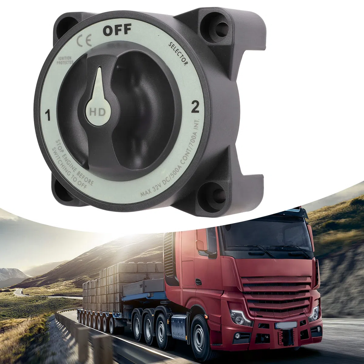 lyrlody 500A 3 POSIZIONE Interruttore Batteria a 3 Posizioni Switch Selector Interruttore a Vie Disconnect IP66 IP66 IPTROUR per le Barche a Benzina per Marino con Cavi AFD per Impieghi Pesanti