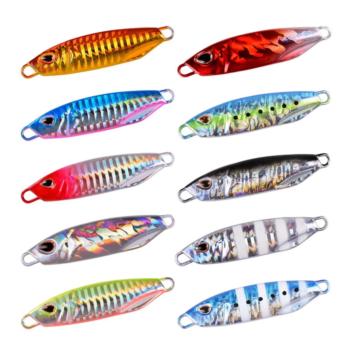 Esche da pesca, Occhi 3D esca da pesca morbida, Es 10 pz/lotto Metallo Jig Esche 10g 15g 20g 30g 40g Pesca in Mare Jigging Lure Cucchiaio Spinnerbait Affondamento Maschere Esca Bass Pesce Affrontare(C