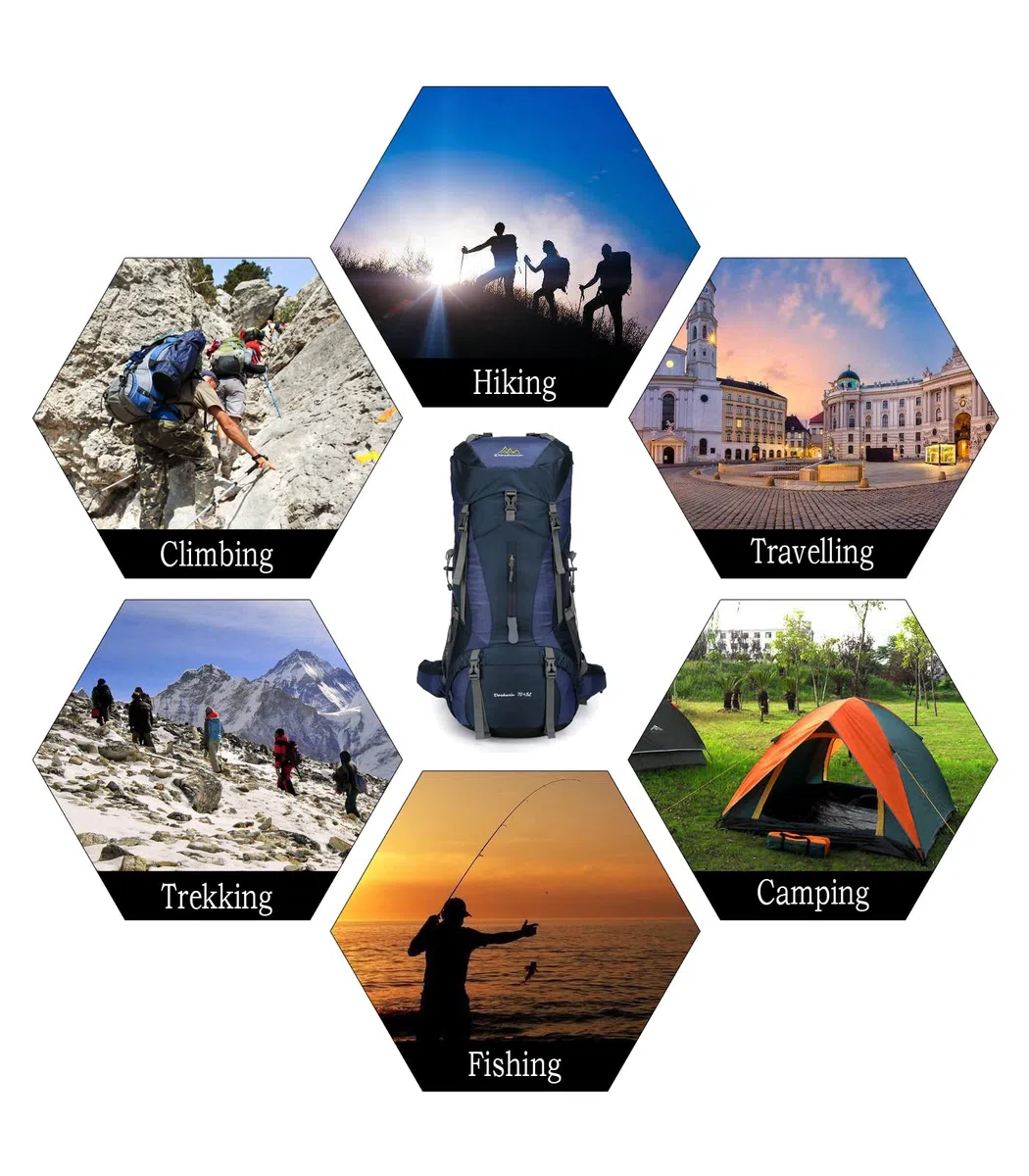 70 + 5L Zaino da Campeggio Trekking Escursionismo Viaggio (con Parapioggia)