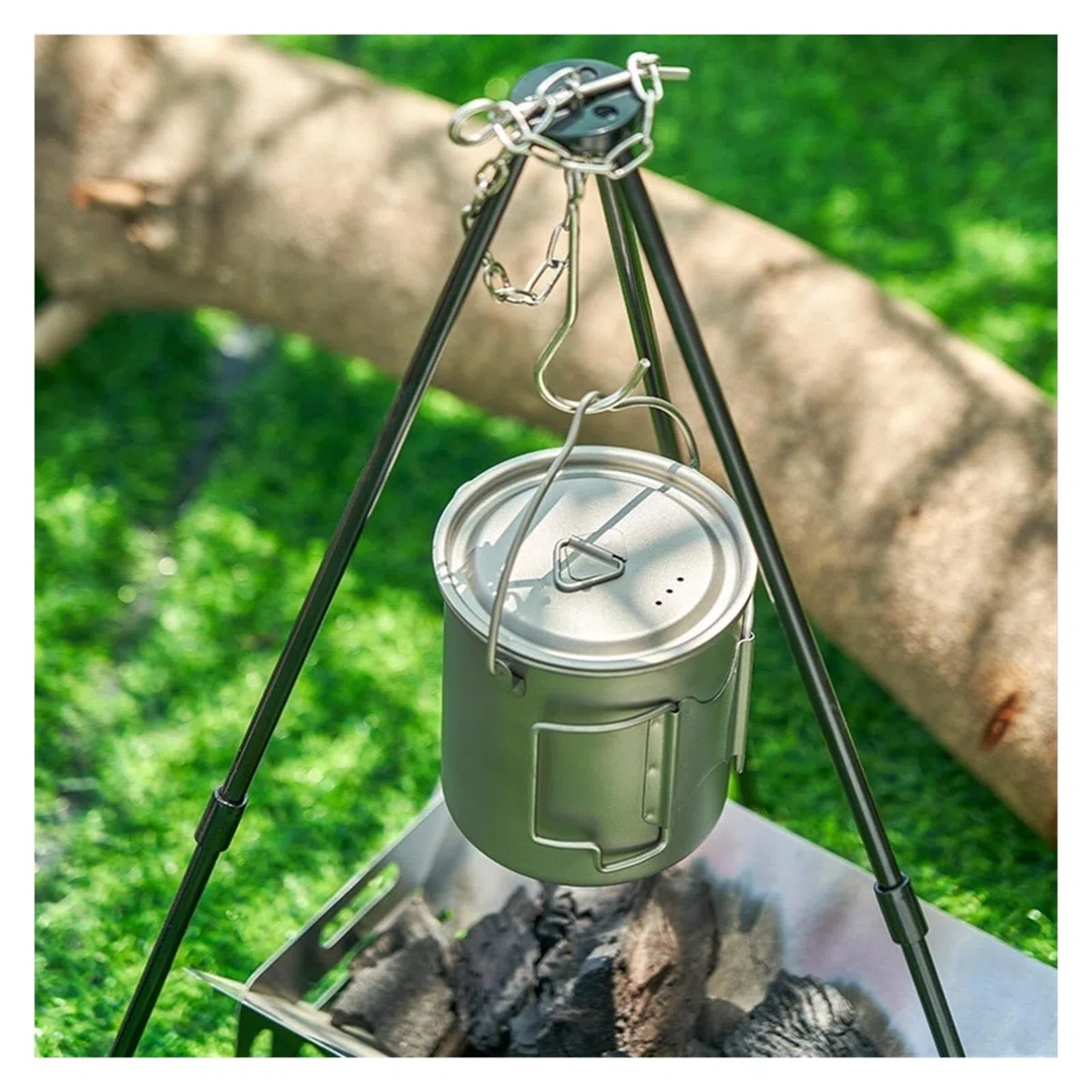 Generico Set di pentole da Campeggio con Tazza Pieghevole (420 ml/750 ml) e pentola 750 ml, Kit Portatile Esterno, Compatibile Zaino Escursionismo