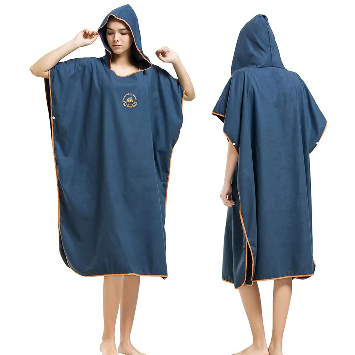 HITURBO - Asciugamano a poncho, in microfibra, con cappuccio, per il nuoto e la spiaggia, Blu mare